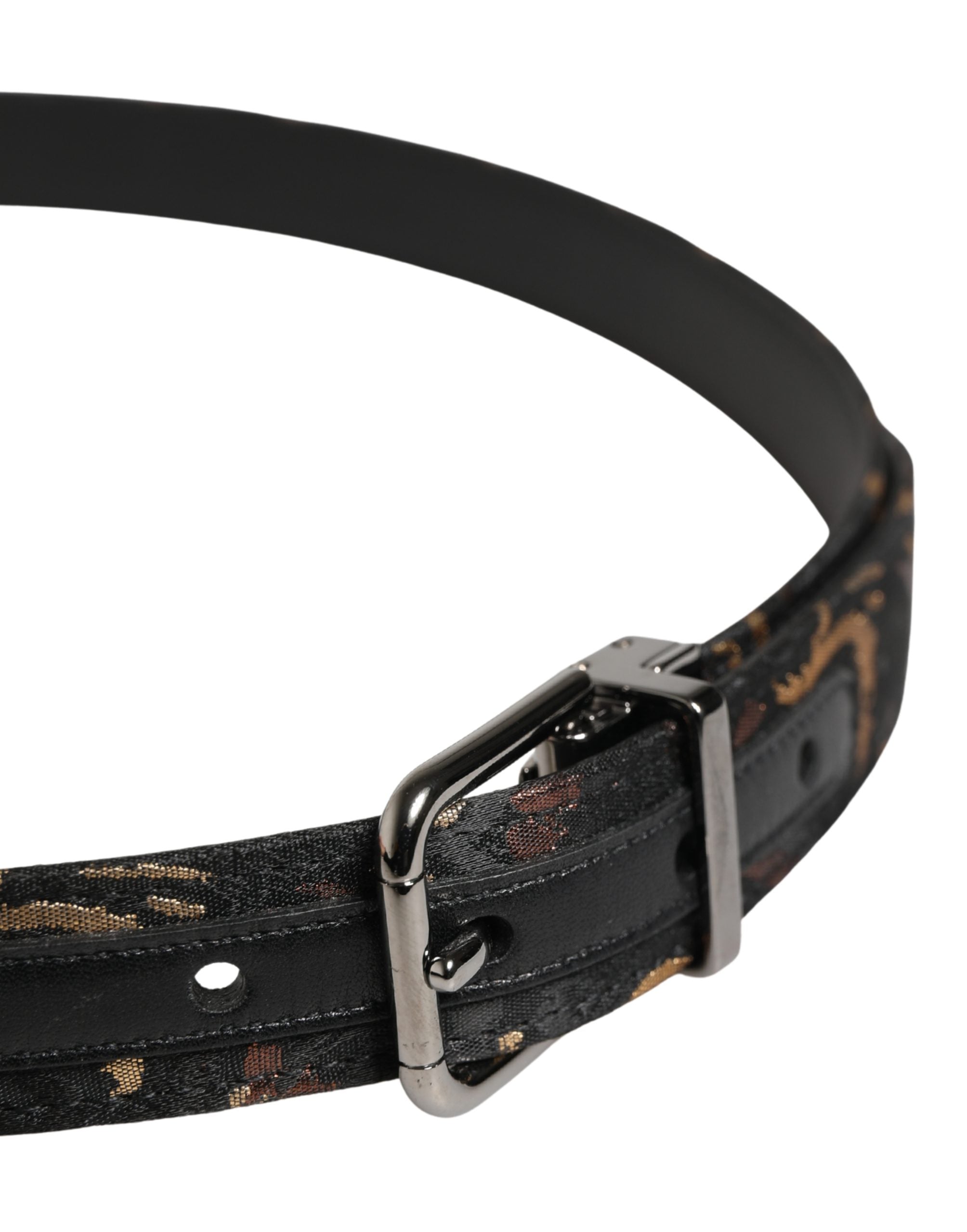 Dolce & Gabbana Multicolor Jacquard Silver Metal Buckle Belt Dolce & Gabbana