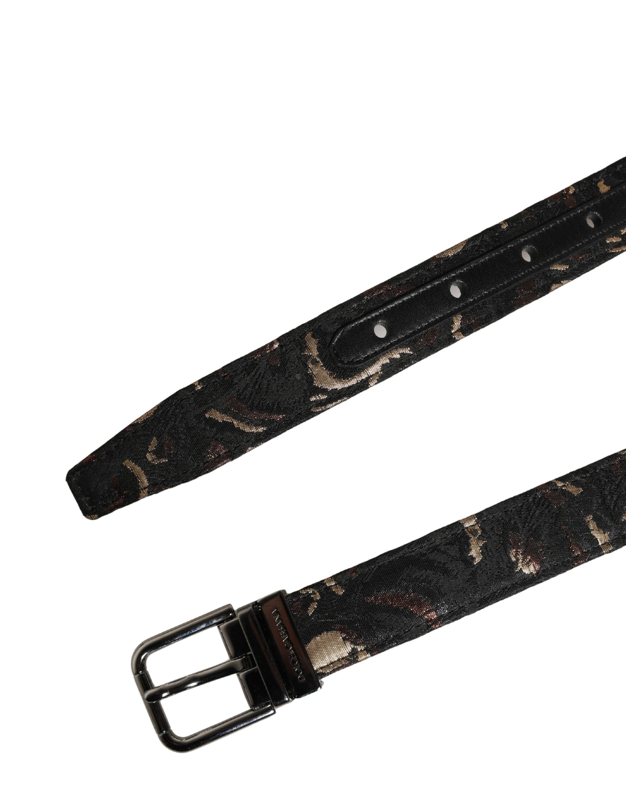 Dolce & Gabbana Multicolor Jacquard Silver Metal Buckle Belt Dolce & Gabbana