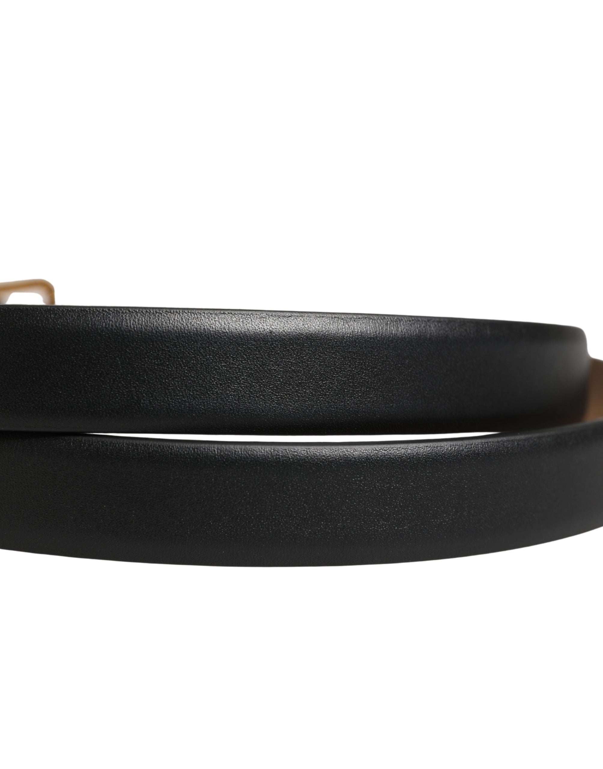 Dolce & Gabbana Black Classic Leather Gold Metal Buckle Belt Dolce & Gabbana