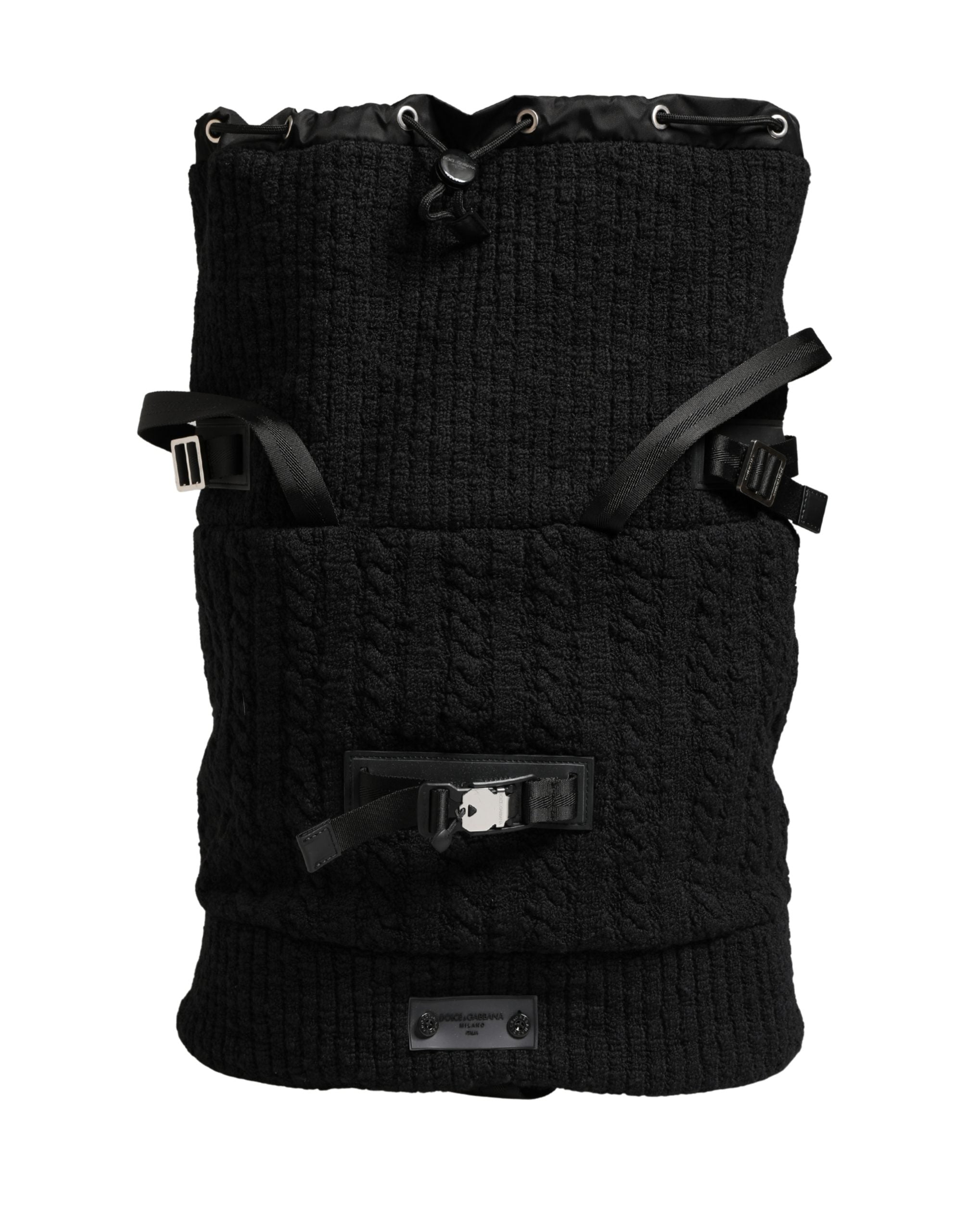 Dolce & Gabbana Black Tricot Wool Blend Duffel Backpack Travel Borse Bag Dolce & Gabbana