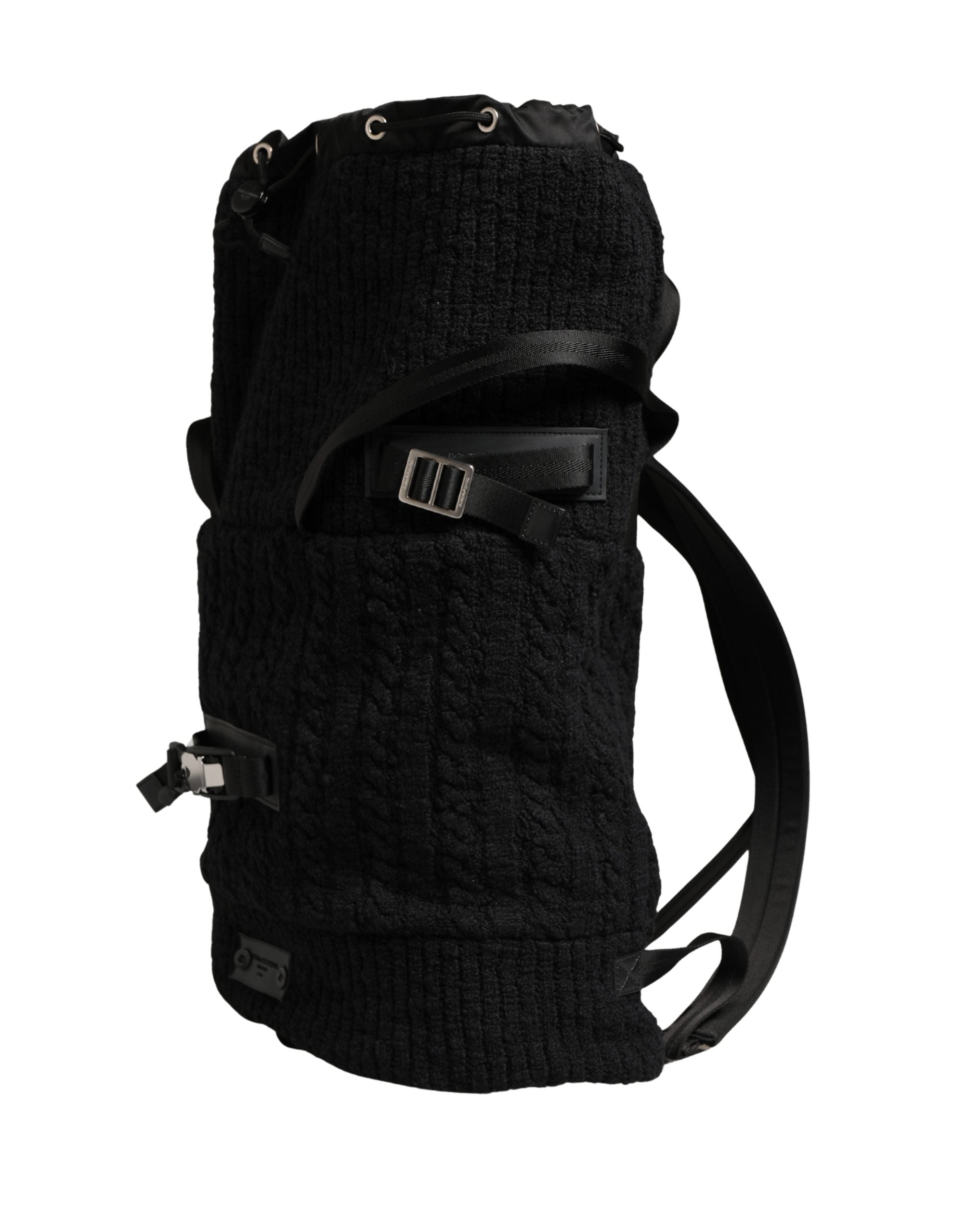 Dolce & Gabbana Black Tricot Wool Blend Duffel Backpack Travel Borse Bag Dolce & Gabbana