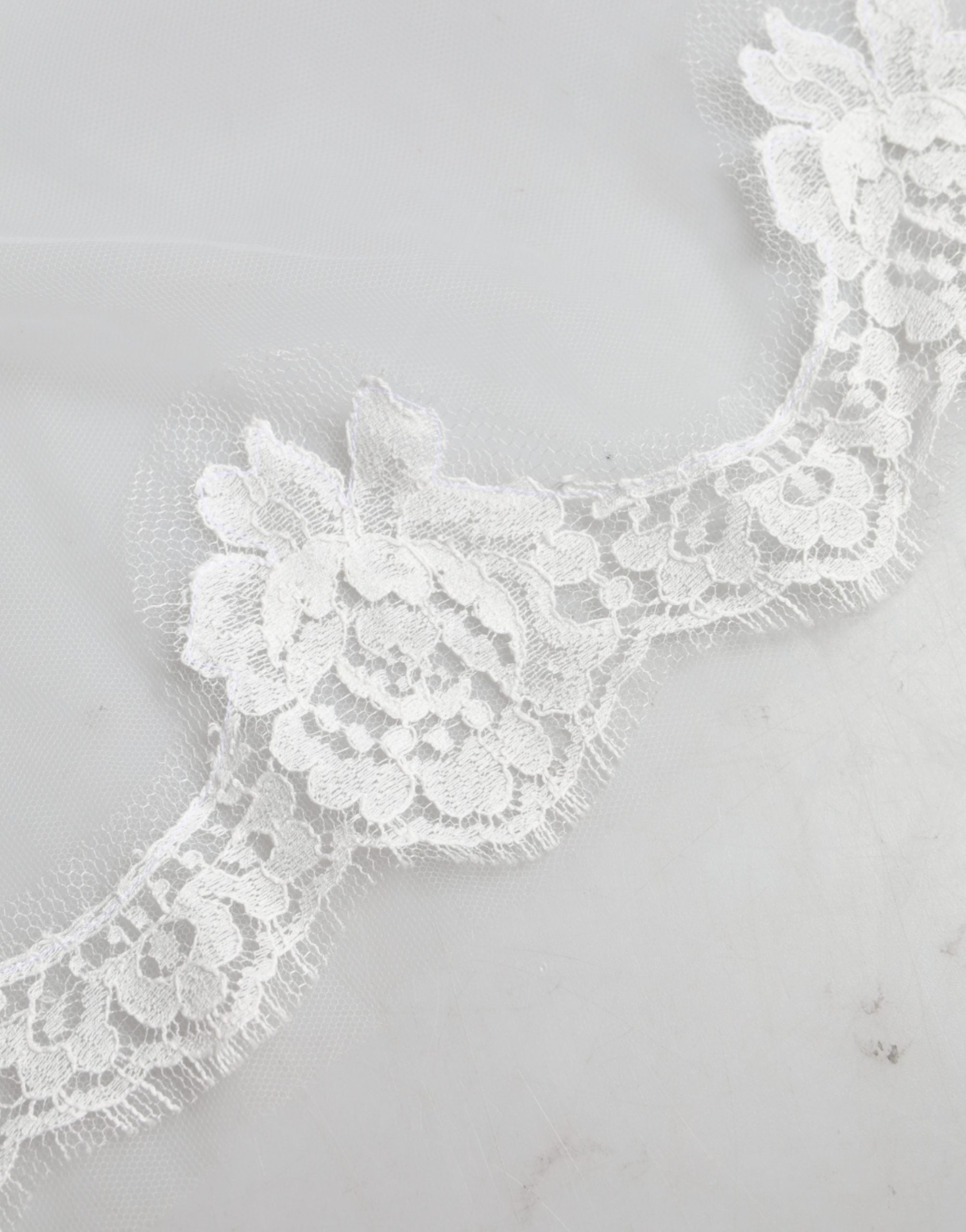 Dolce & Gabbana White Floral LaceNylon Floor Length 3M Long Veil Dolce & Gabbana