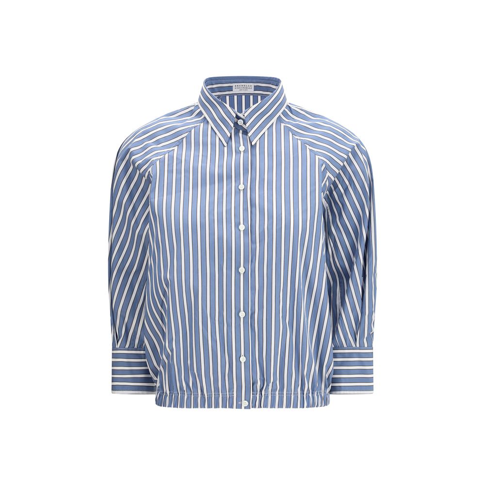 Brunello Cucinelli Blue Cotton Pattern Shirt Brunello Cucinelli