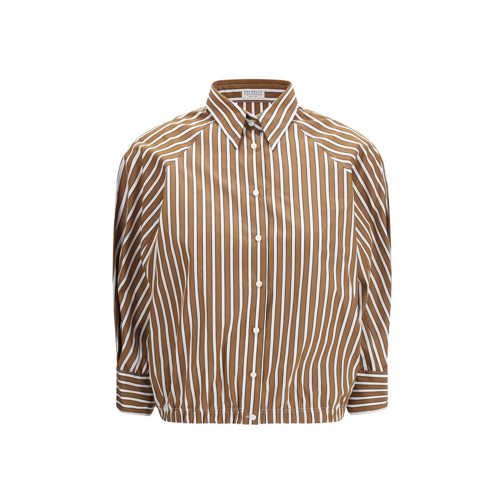 Brunello Cucinelli Brown Cotton Pattern Shirt Brunello Cucinelli