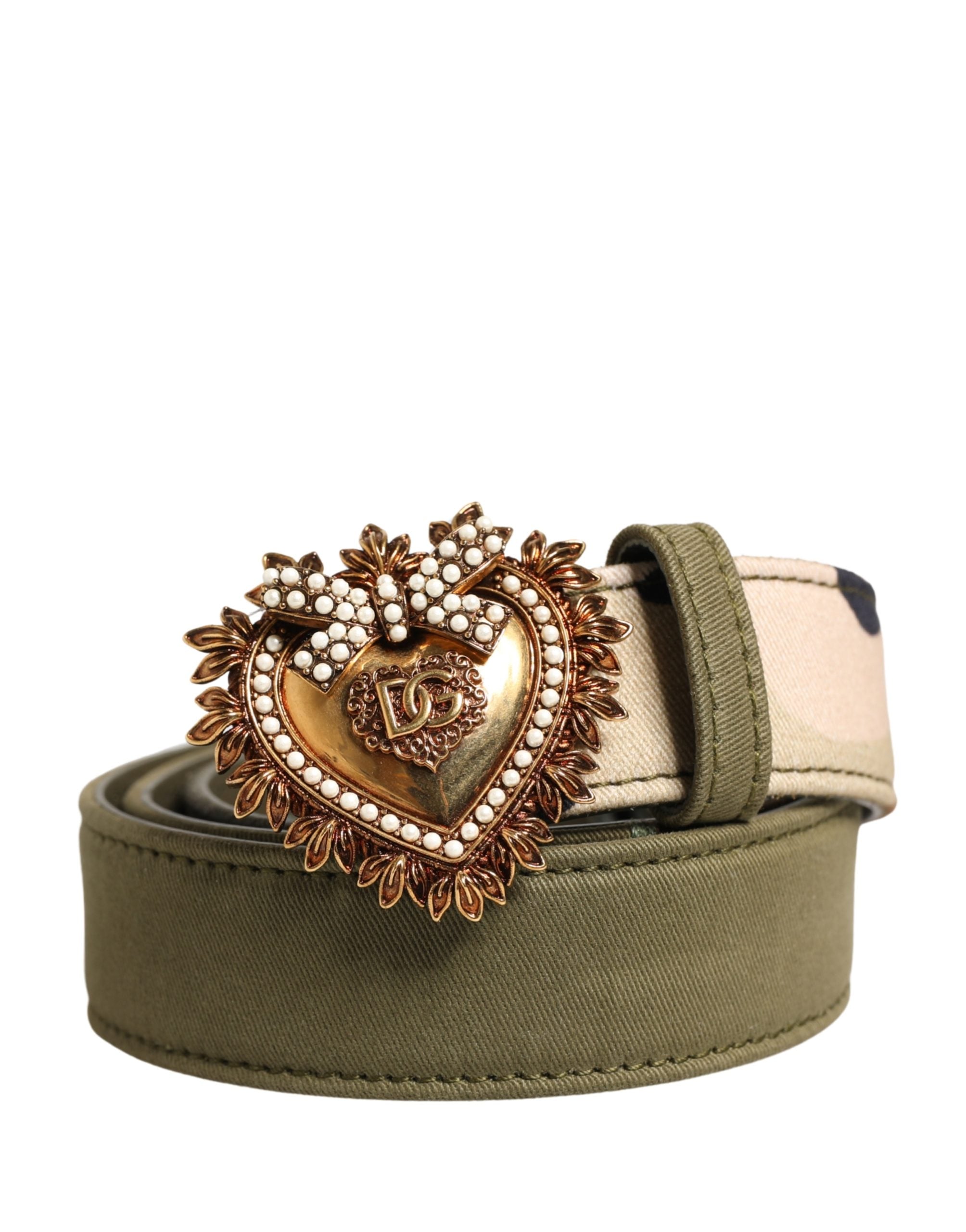 Dolce & Gabbana Green Camouflage Devotion Metal Buckle Belt Dolce & Gabbana