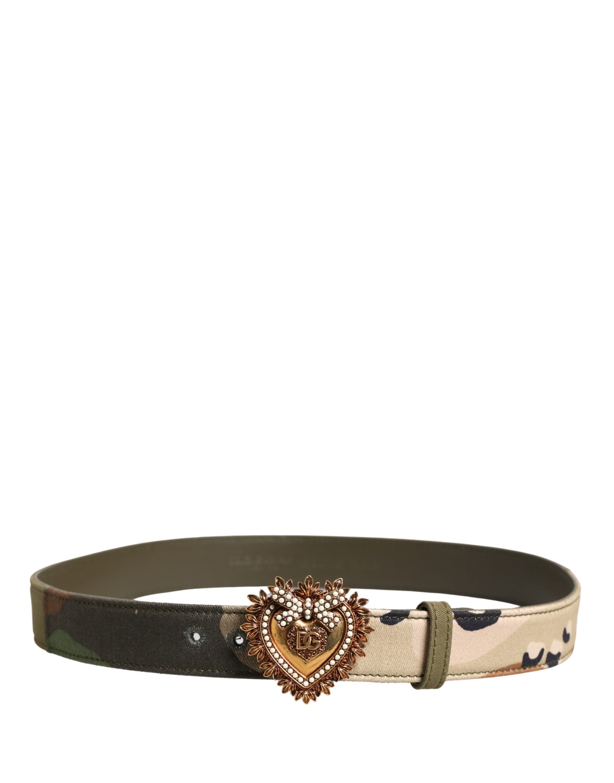 Dolce & Gabbana Green Camouflage Devotion Metal Buckle Belt Dolce & Gabbana