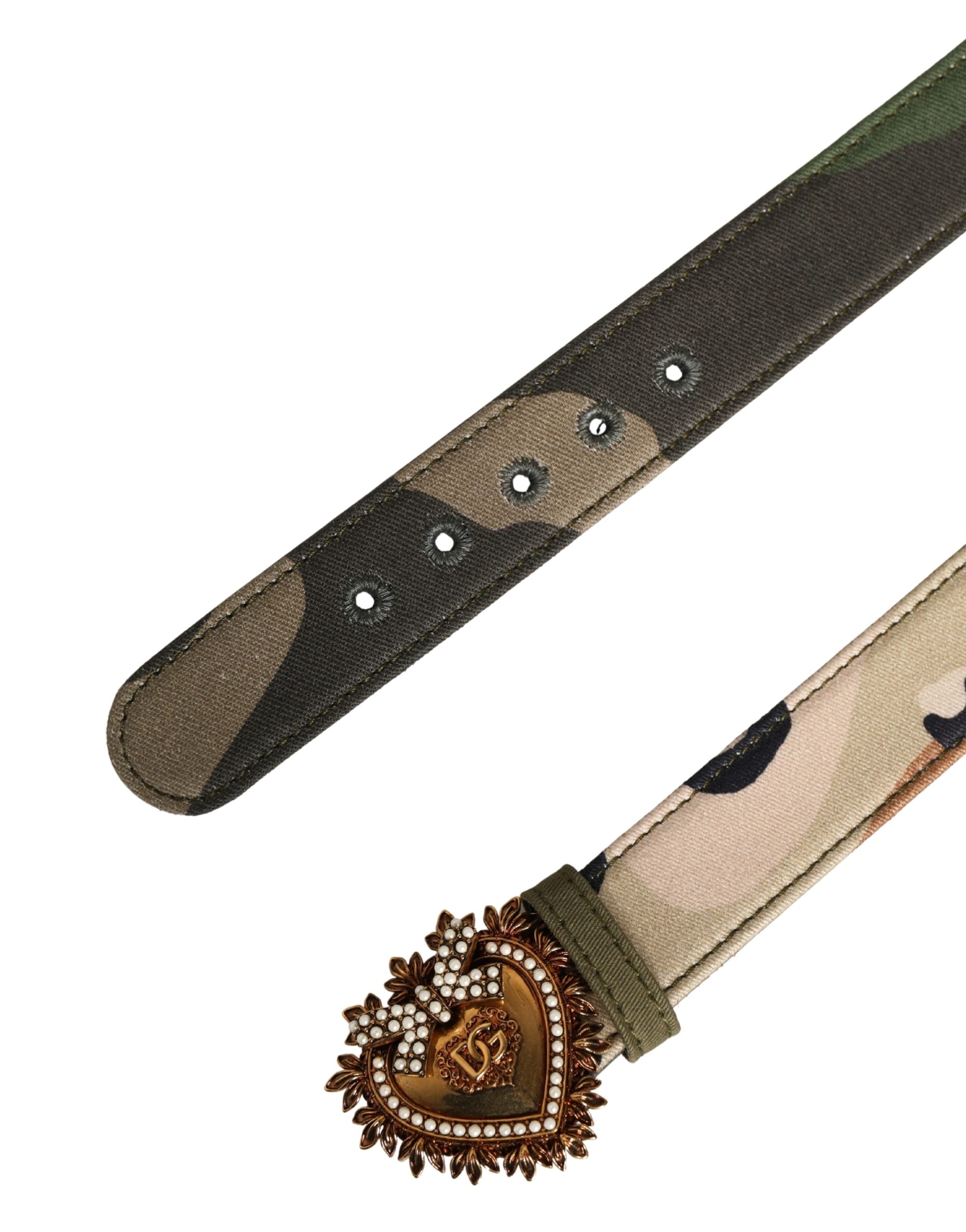 Dolce & Gabbana Green Camouflage Devotion Metal Buckle Belt Dolce & Gabbana