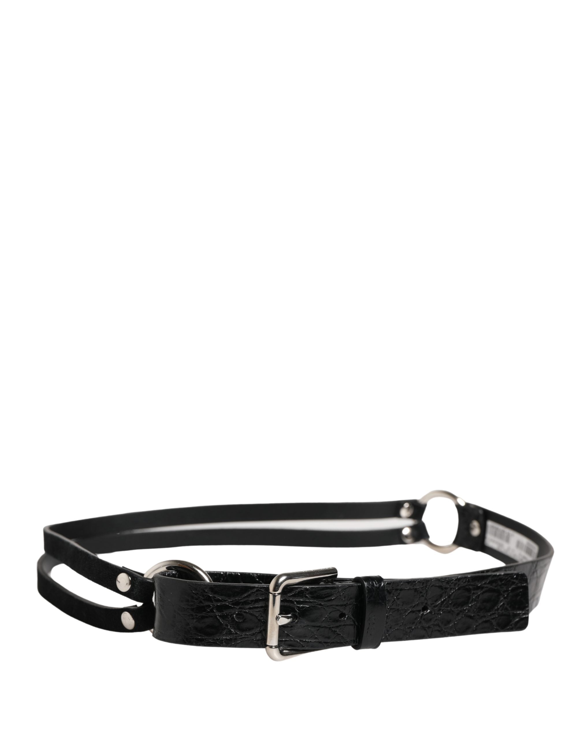 Dolce & Gabbana Black Exotic Leather Silver Metal Buckle Belt Dolce & Gabbana