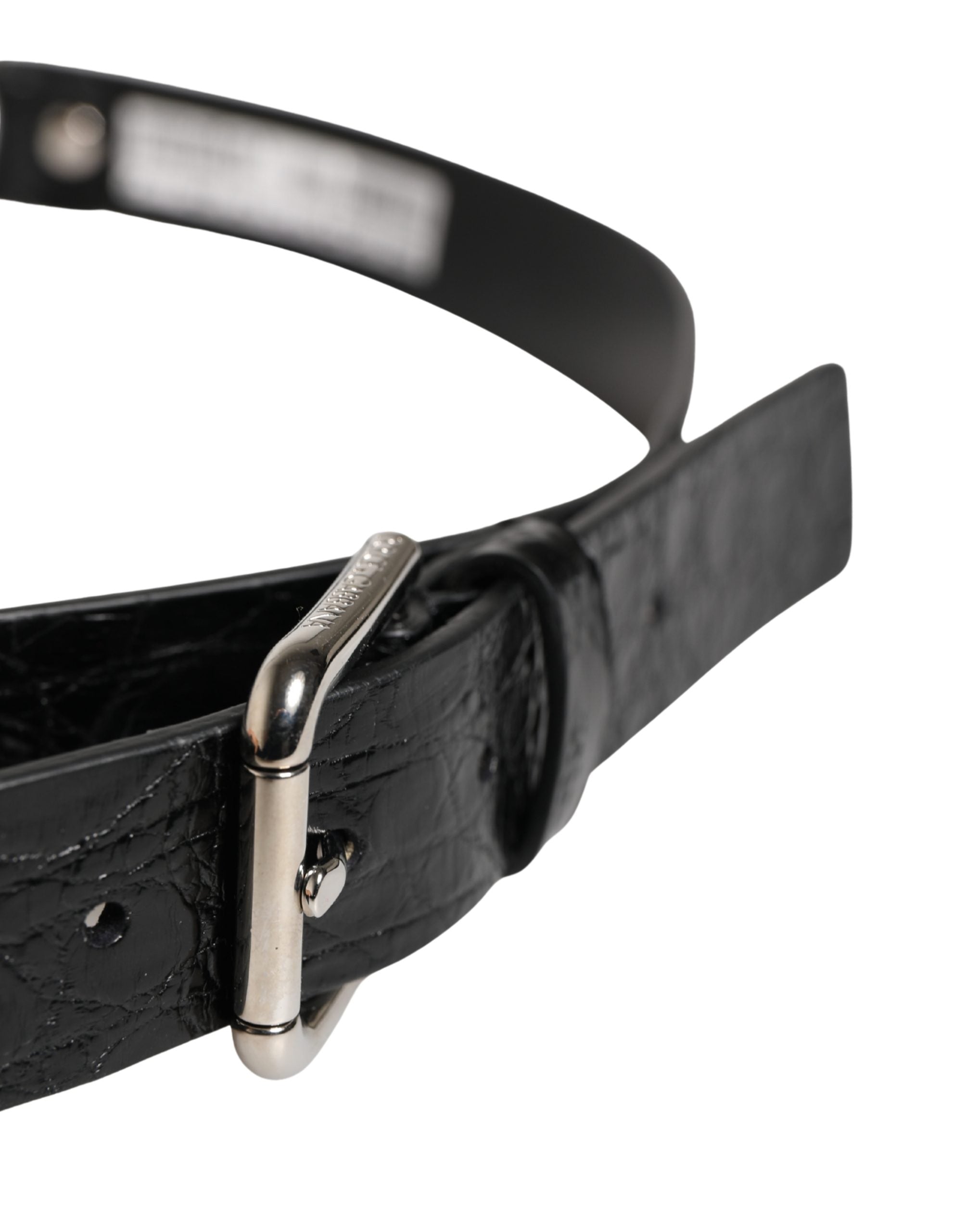Dolce & Gabbana Black Exotic Leather Silver Metal Buckle Belt Dolce & Gabbana