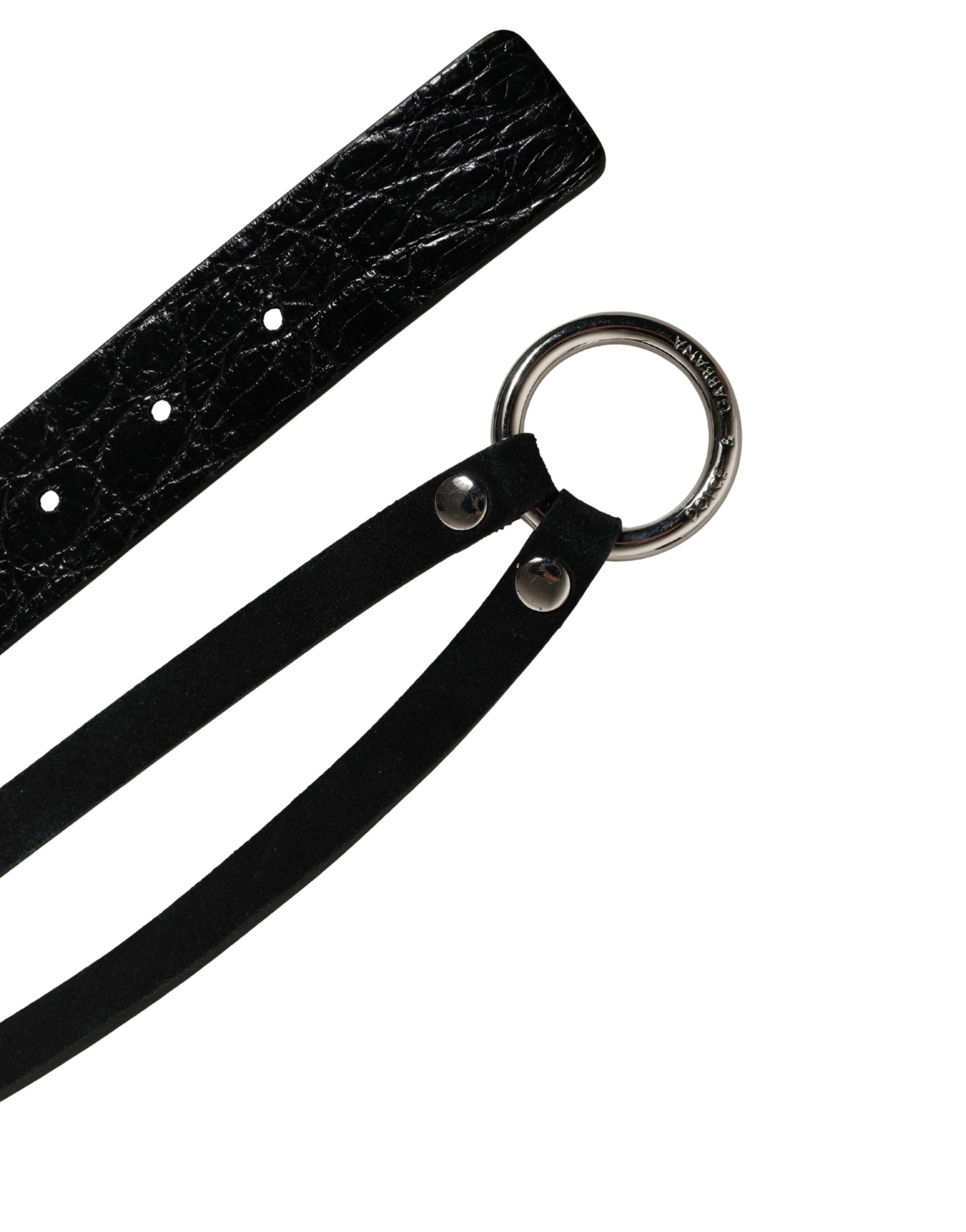Dolce & Gabbana Black Exotic Leather Silver Metal Buckle Belt Dolce & Gabbana
