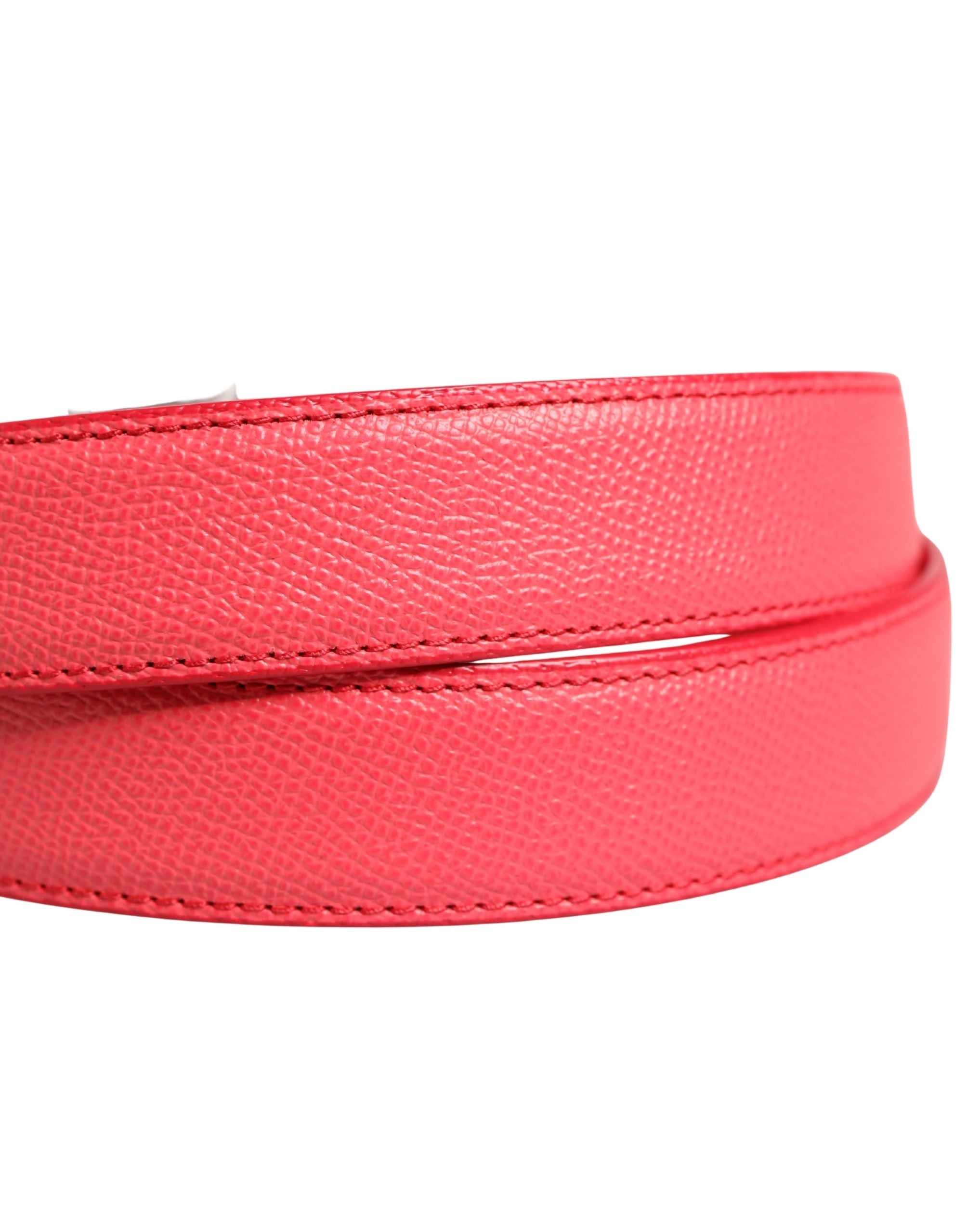 Dolce & Gabbana Pink Calf Leather Silver Metal Buckle Belt Dolce & Gabbana