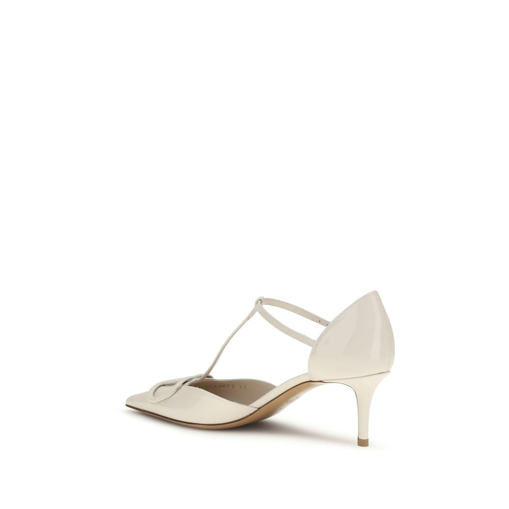Valentino Garavani Beige Calf Leather Bos Taurus High Heel Pumps Valentino Garavani