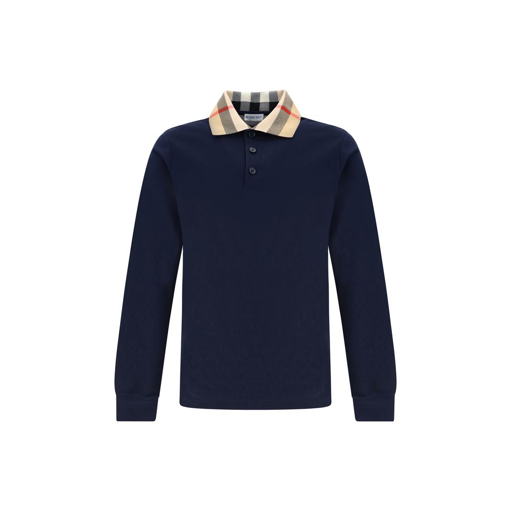 Burberry Blue Cotton Polo Shirt Burberry