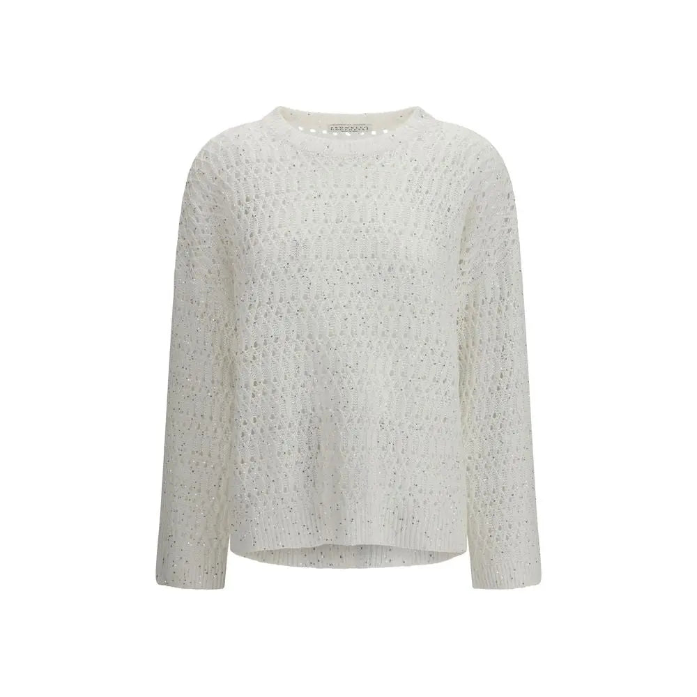Brunello Cucinelli White Silk Sweatshirt Brunello Cucinelli