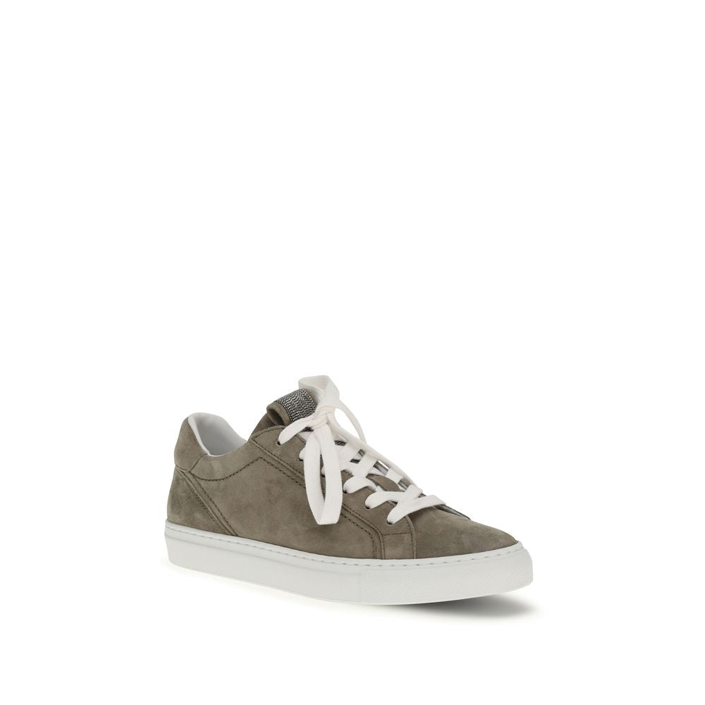 Brunello Cucinelli Gray Calf Leather Bos Taurus Sneakers Brunello Cucinelli