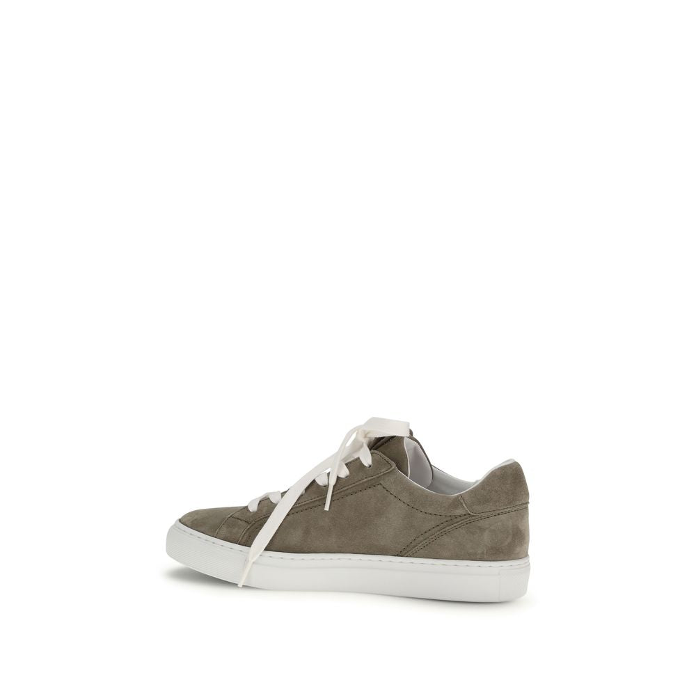 Brunello Cucinelli Gray Calf Leather Bos Taurus Sneakers Brunello Cucinelli