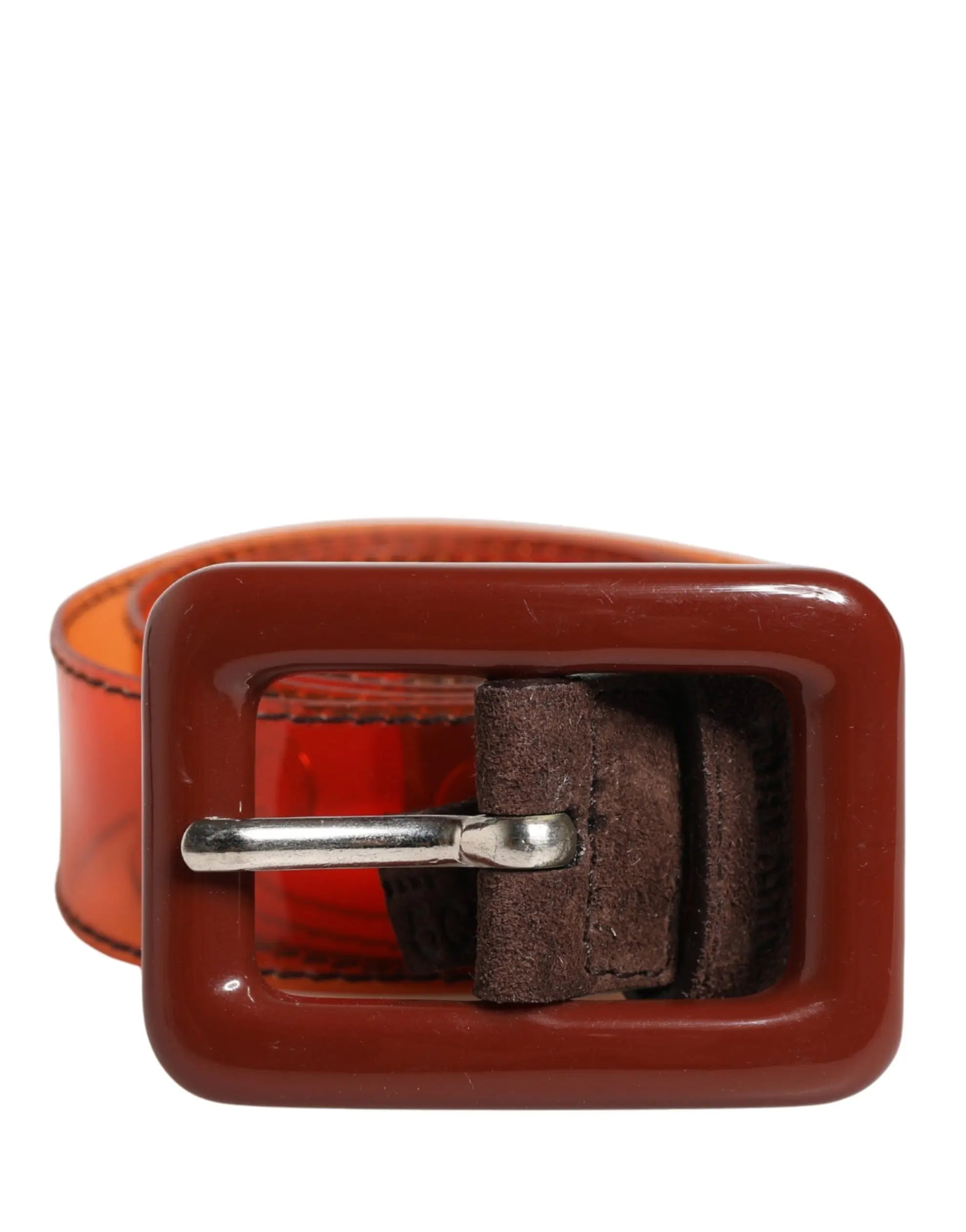 Miu Miu Orange PVC Waist Women Cintura Square Buckle Belt Miu Miu