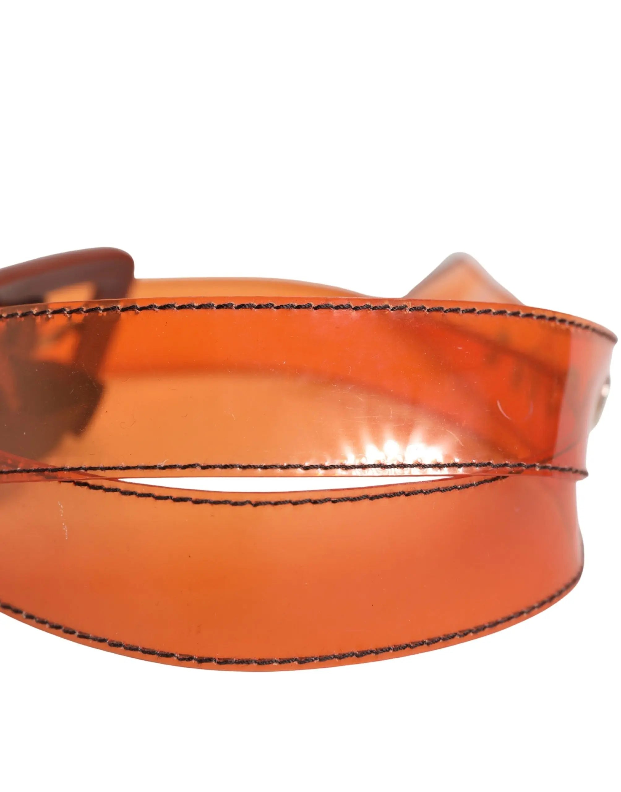 Miu Miu Orange PVC Waist Women Cintura Square Buckle Belt Miu Miu