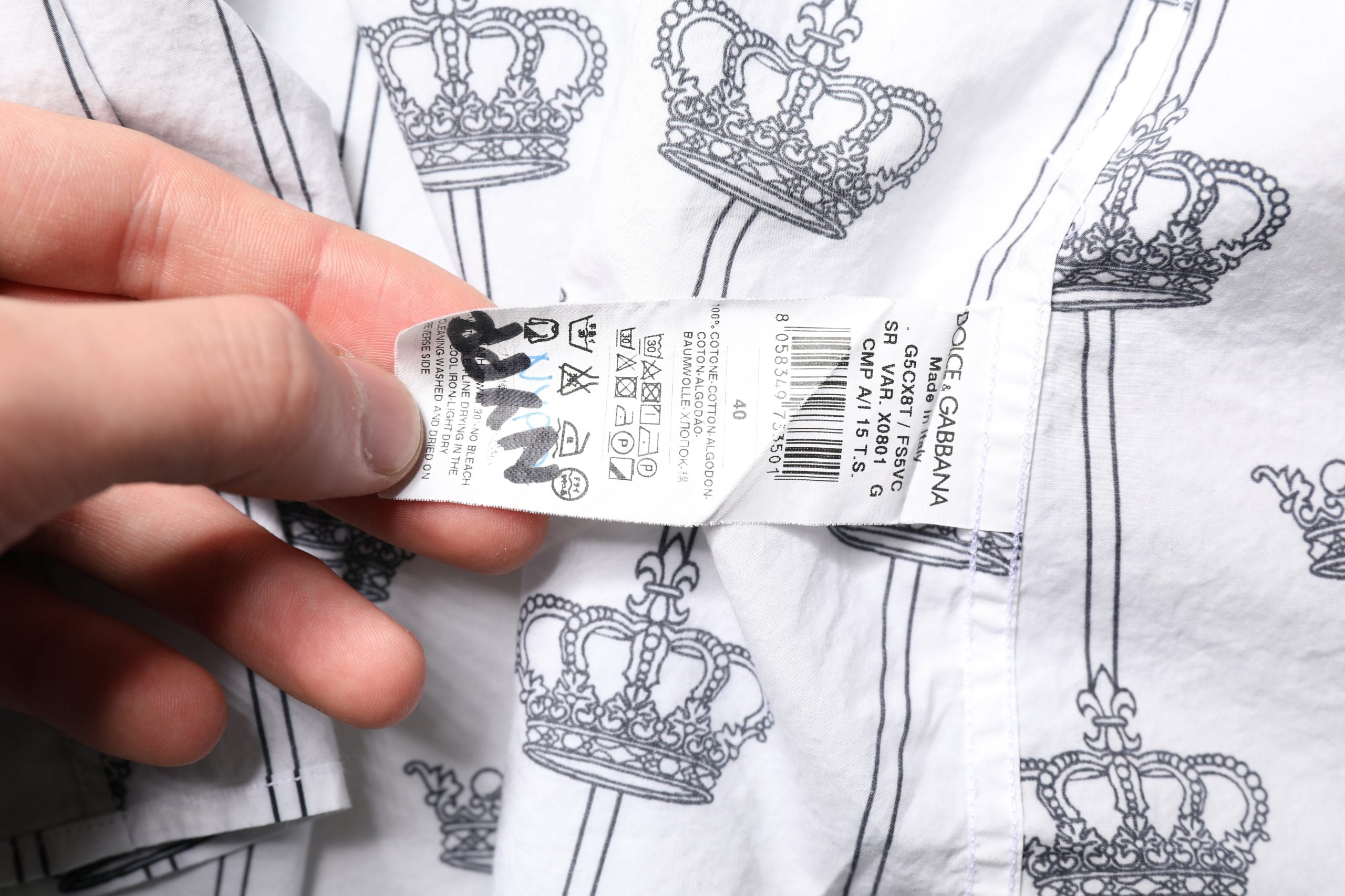 Dolce & Gabbana White GOLD Crown Cotton Dress Formal Shirt Dolce & Gabbana