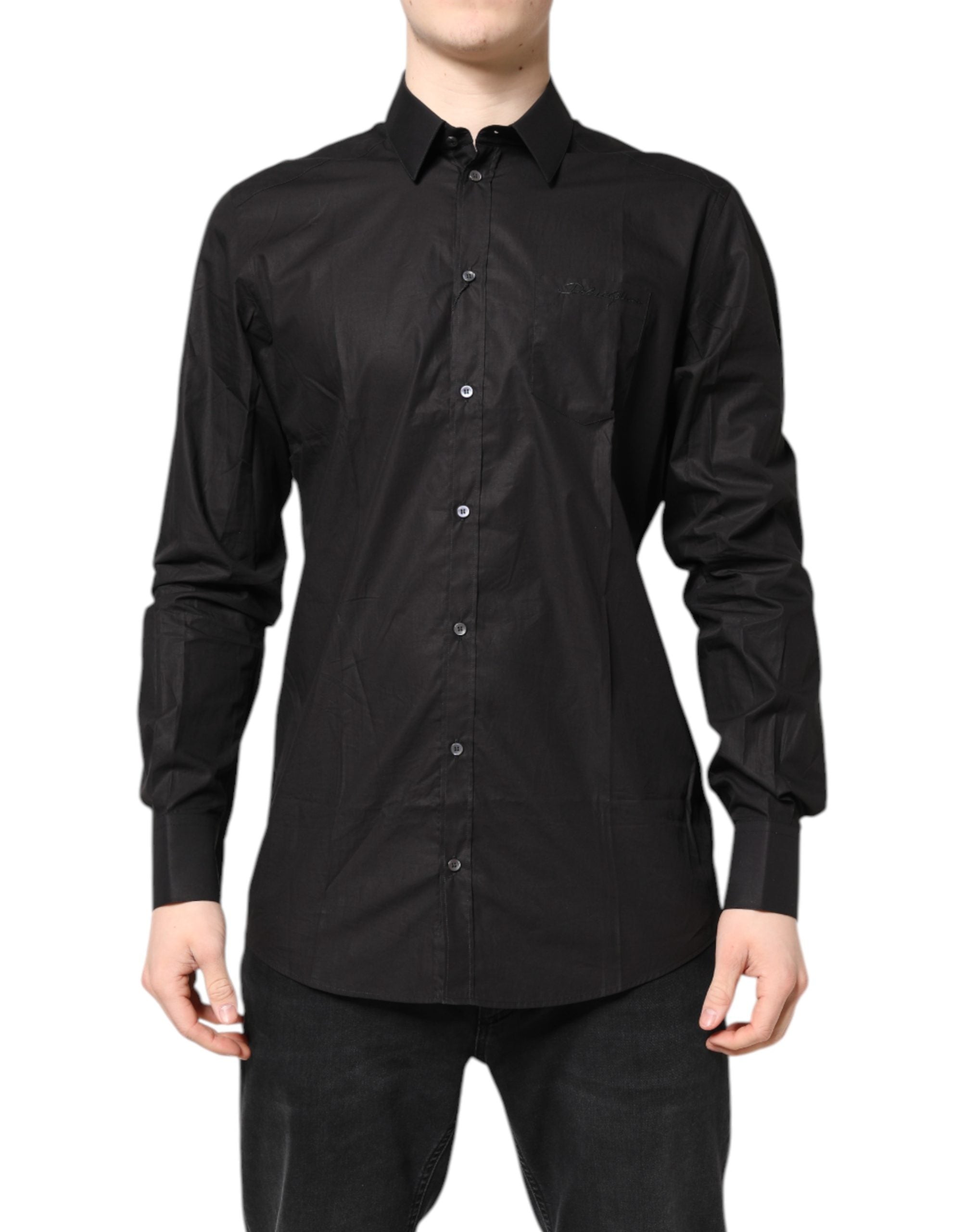 Dolce & Gabbana Black GOLD Cotton Collared Formal Dress Shirt Dolce & Gabbana
