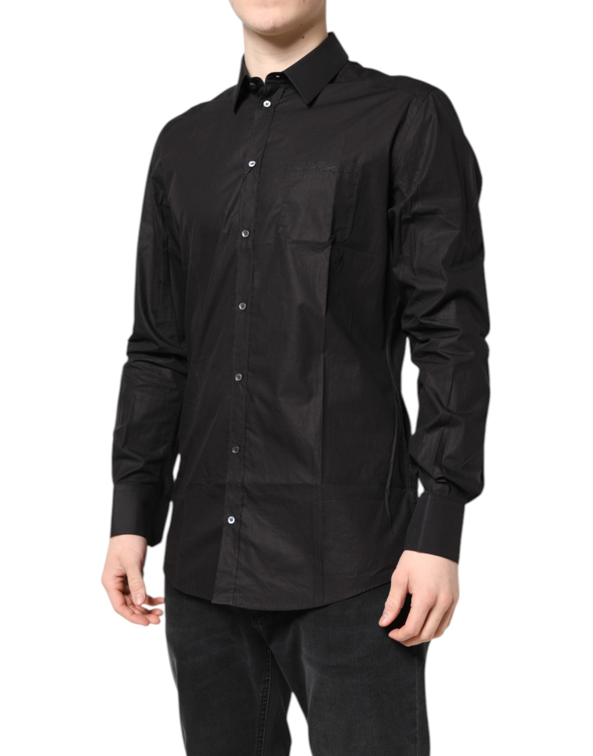 Dolce & Gabbana Black GOLD Cotton Collared Formal Dress Shirt Dolce & Gabbana