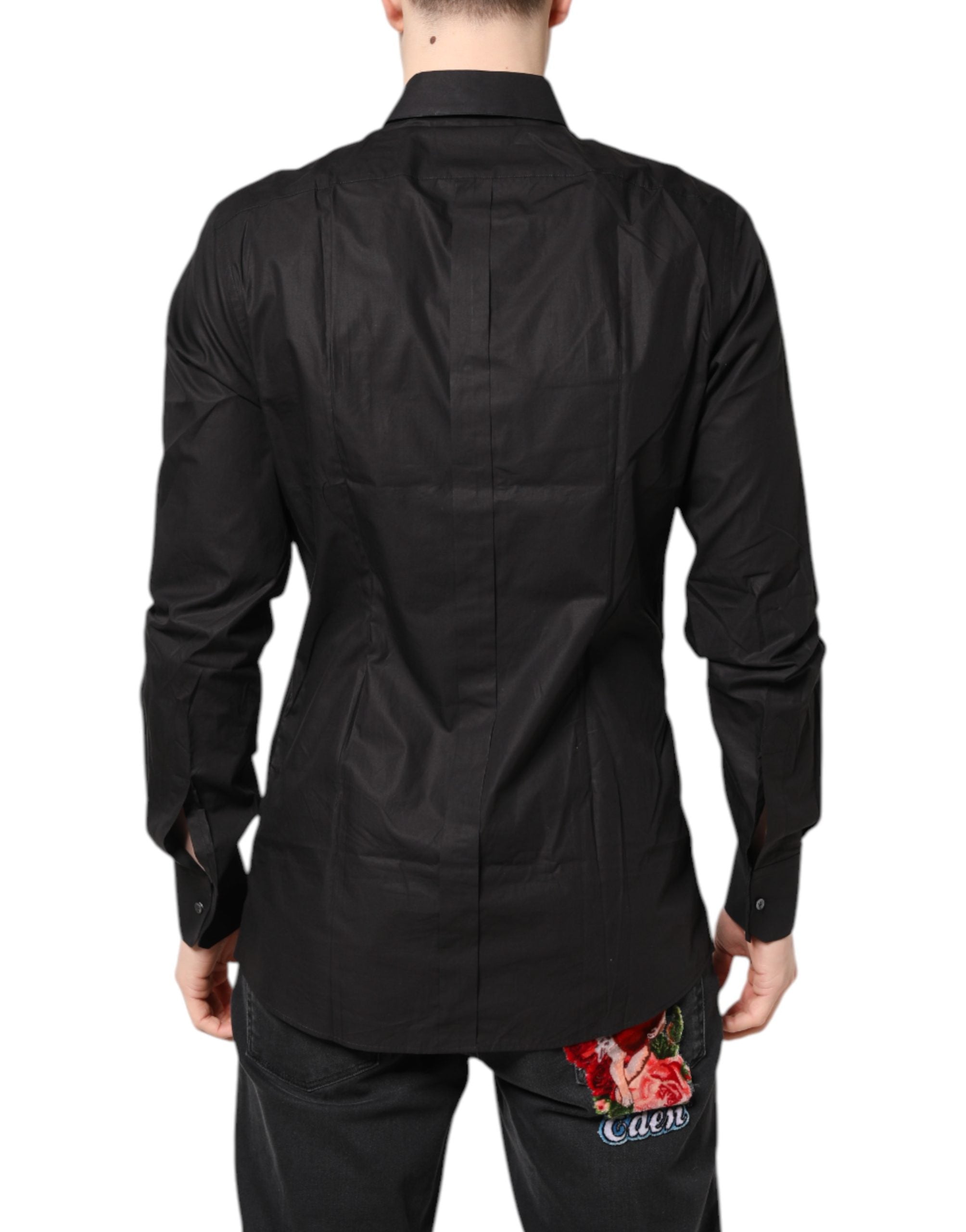 Dolce & Gabbana Black GOLD Cotton Collared Formal Dress Shirt Dolce & Gabbana