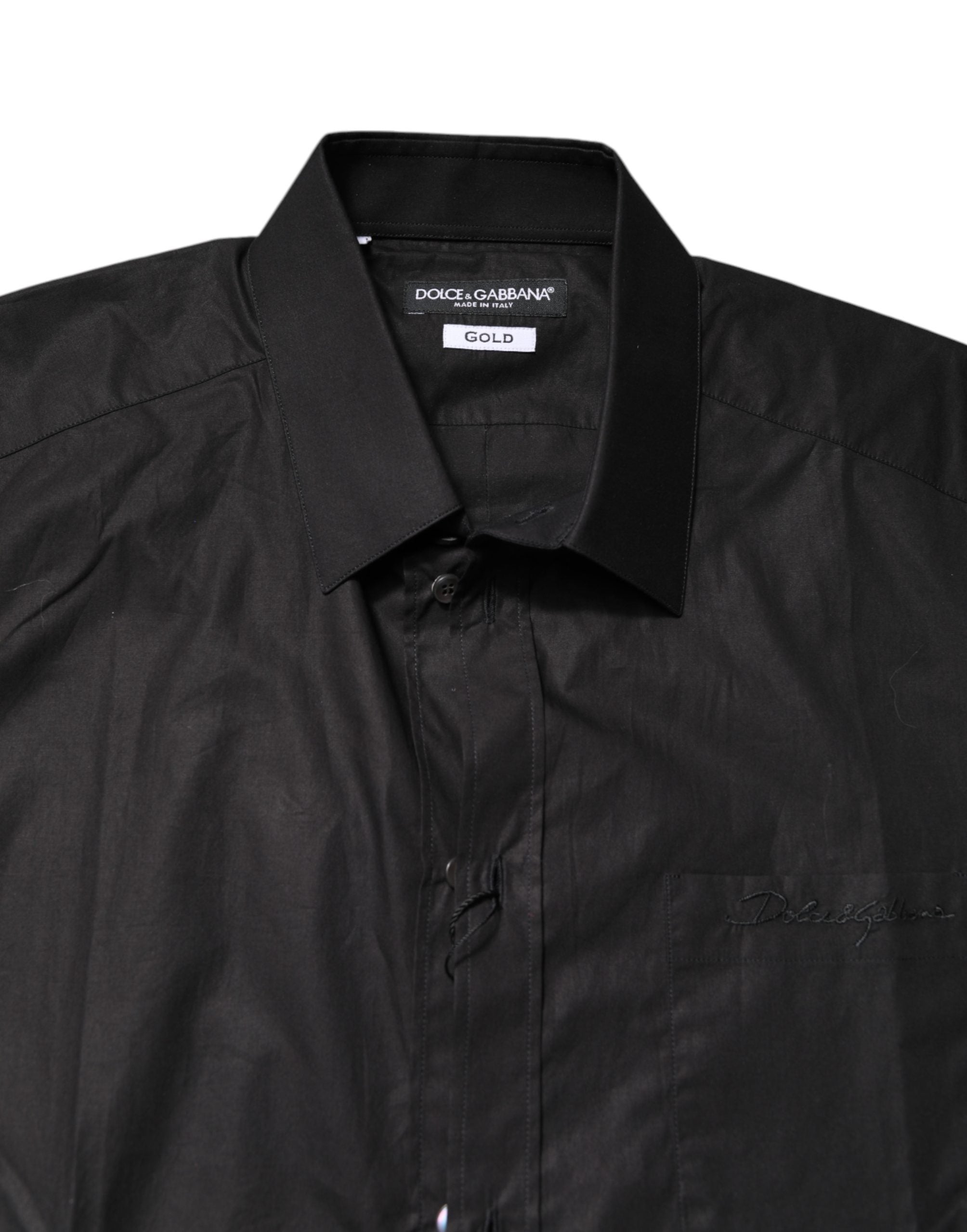 Dolce & Gabbana Black GOLD Cotton Collared Formal Dress Shirt Dolce & Gabbana