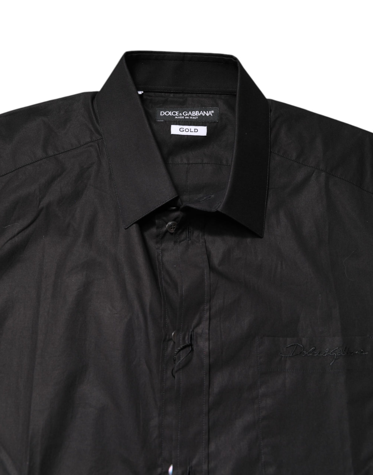Dolce & Gabbana Black GOLD Cotton Collared Formal Dress Shirt