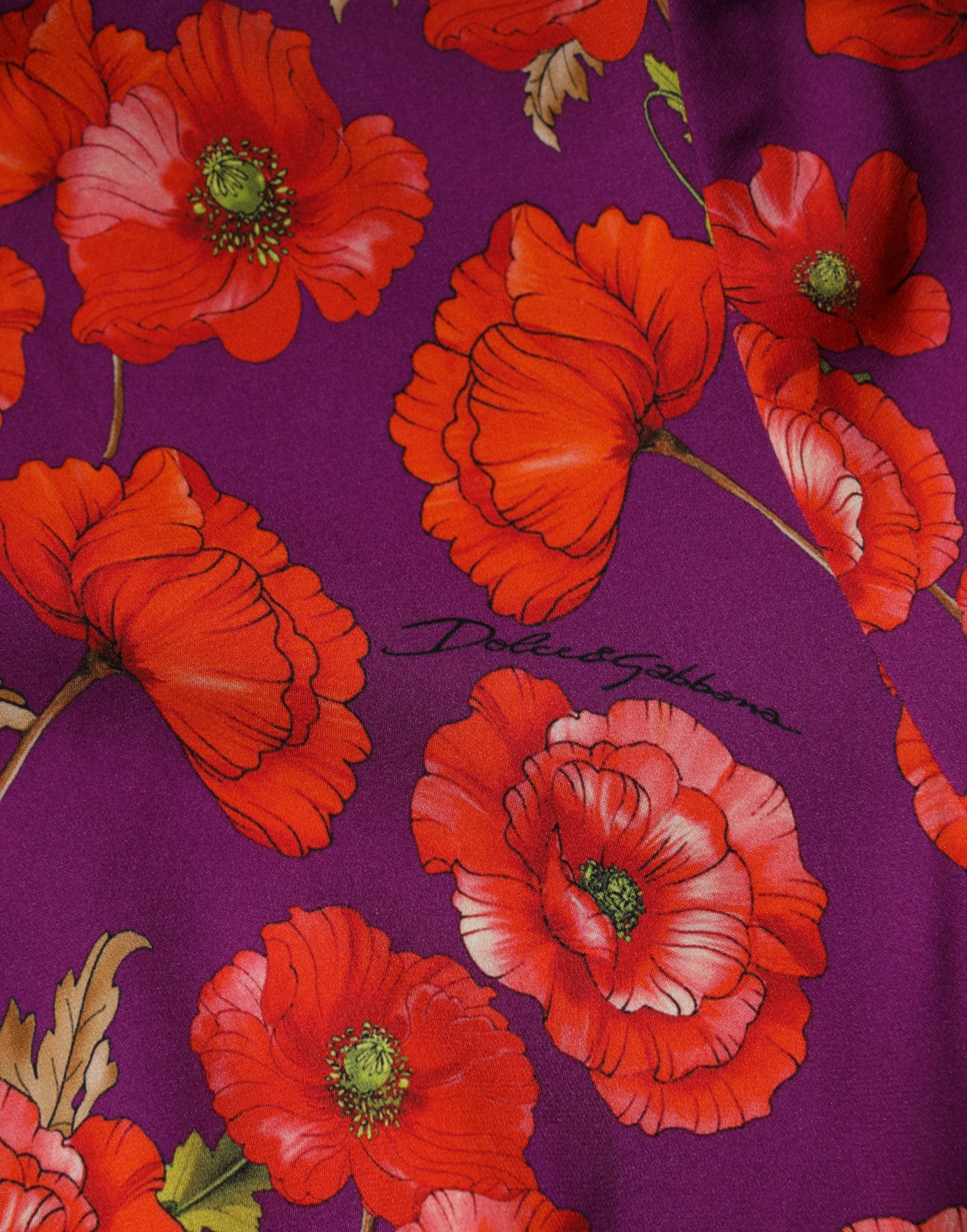 Dolce & Gabbana Purple Silk Floral Print Midi Sheath Dress Dolce & Gabbana