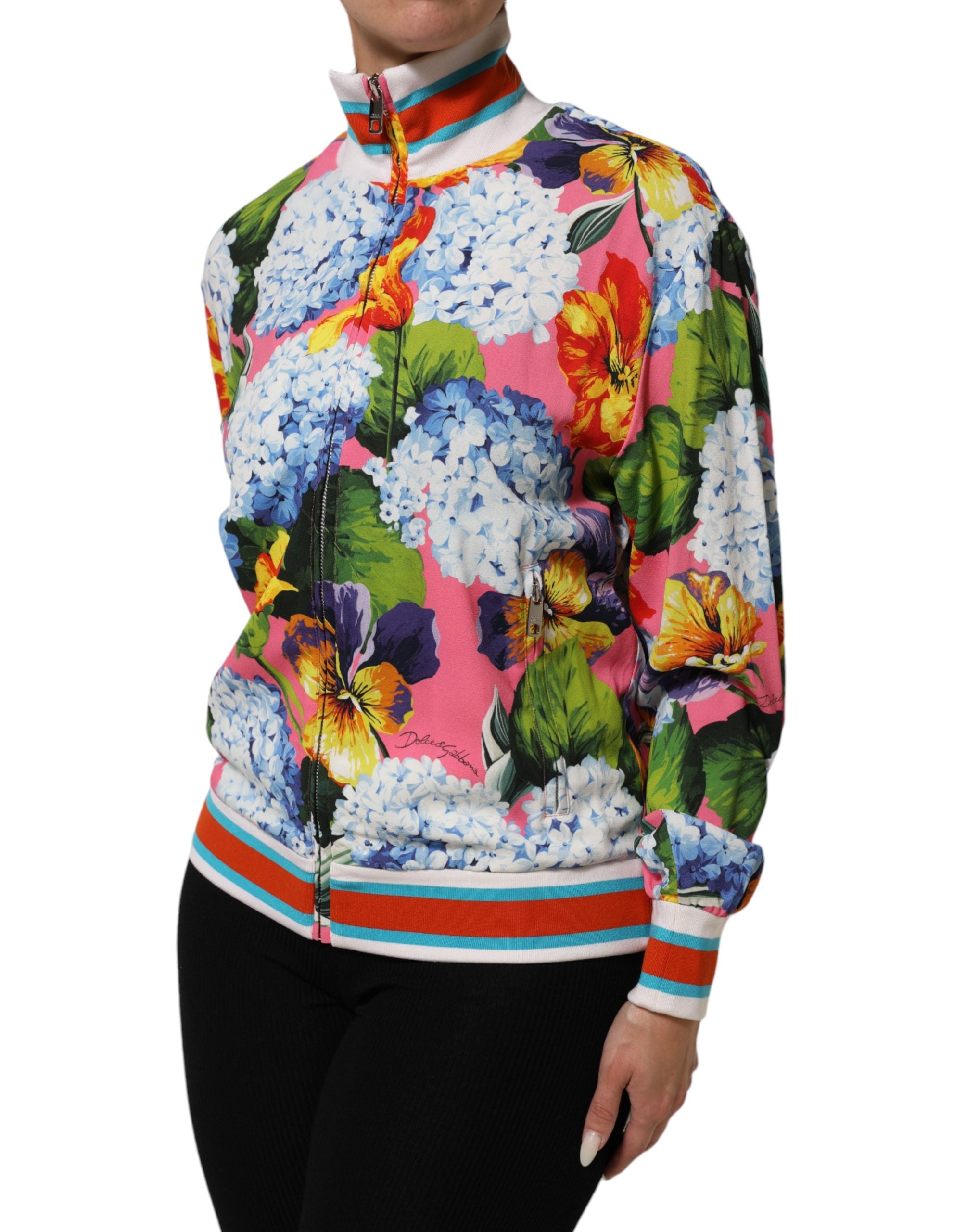 Dolce & Gabbana Multicolor Floral Print Zip Cardigan Jacket Dolce & Gabbana