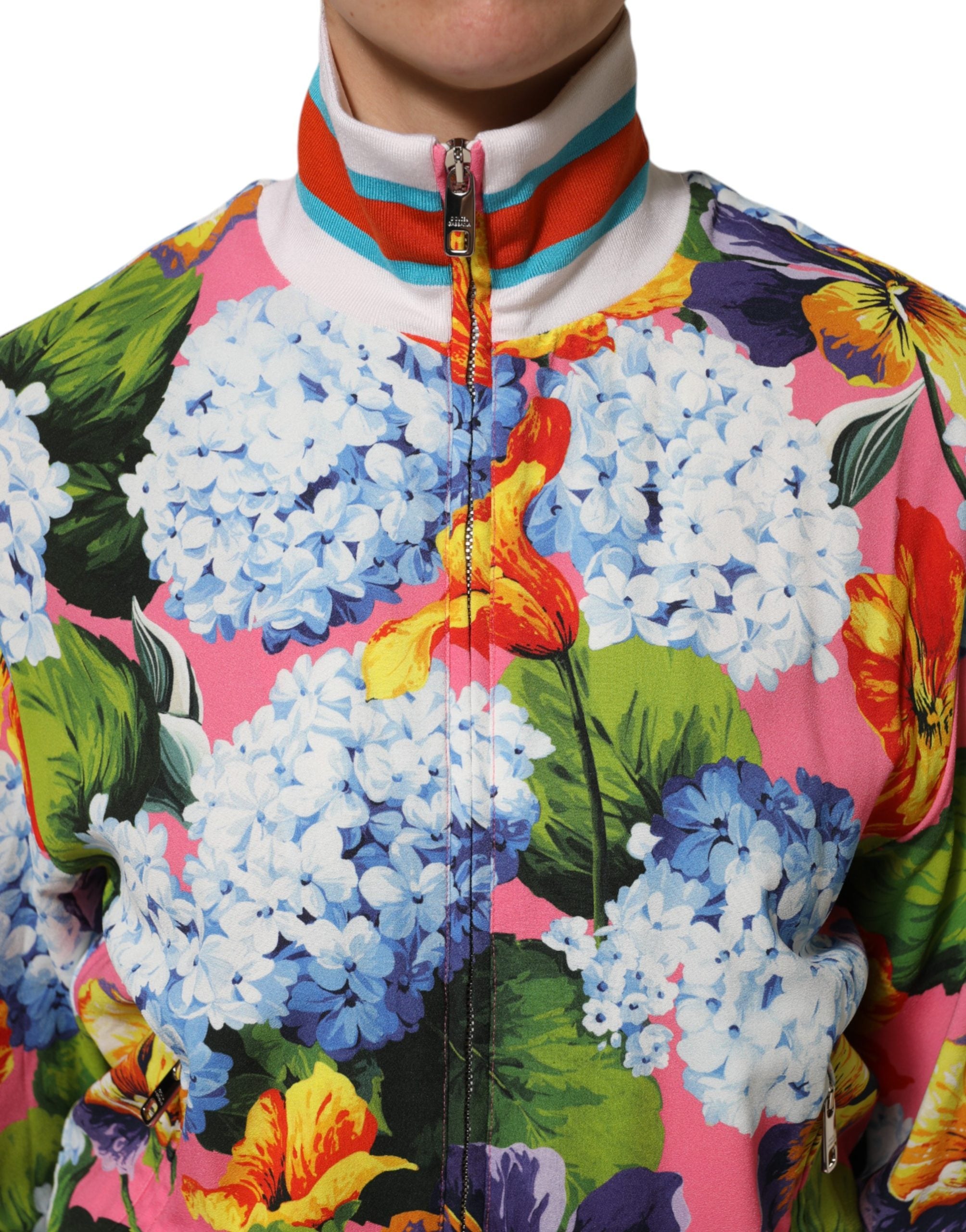 Dolce & Gabbana Multicolor Floral Print Zip Cardigan Jacket Dolce & Gabbana