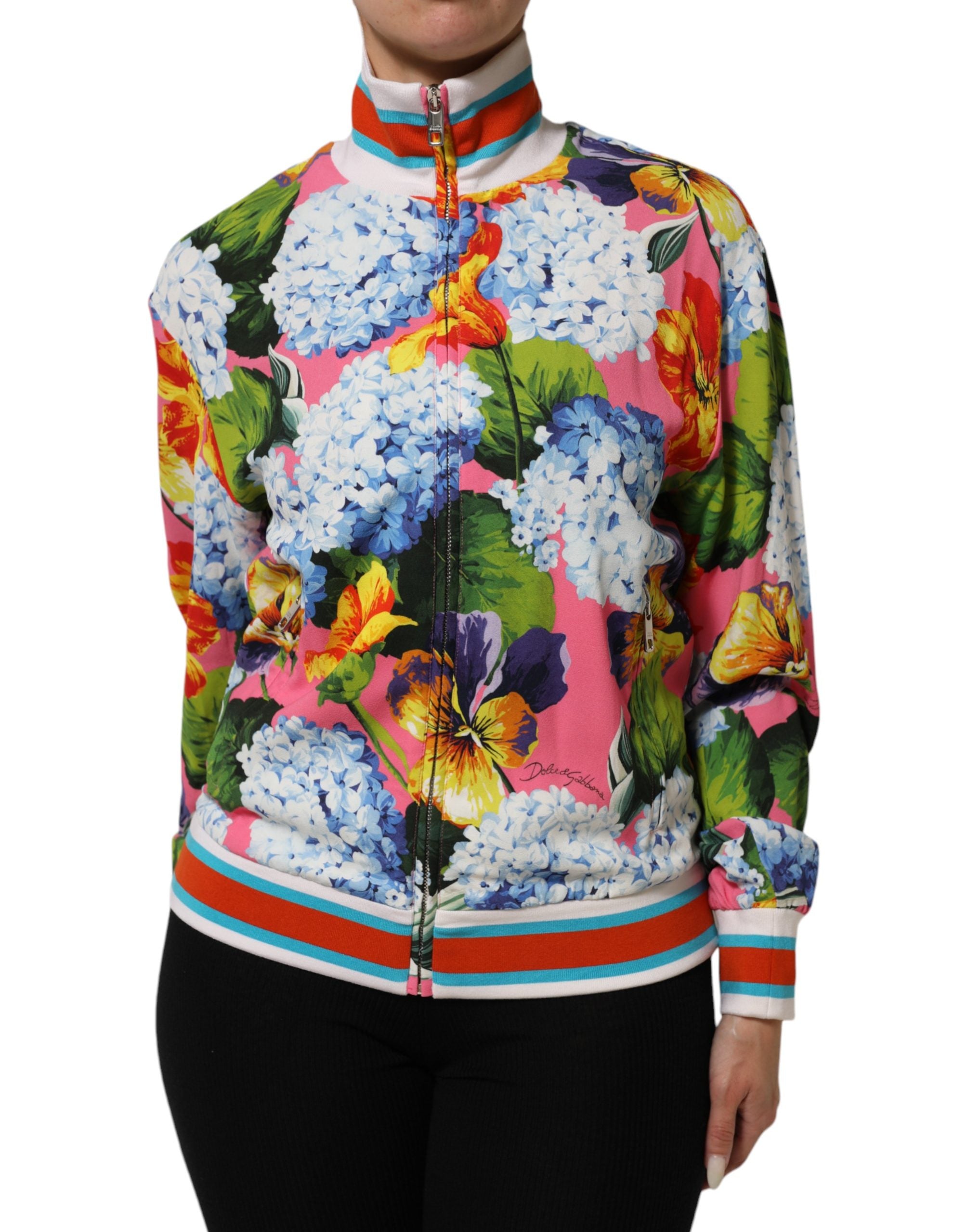 Dolce & Gabbana Multicolor Floral Print Zip Cardigan Jacket Dolce & Gabbana