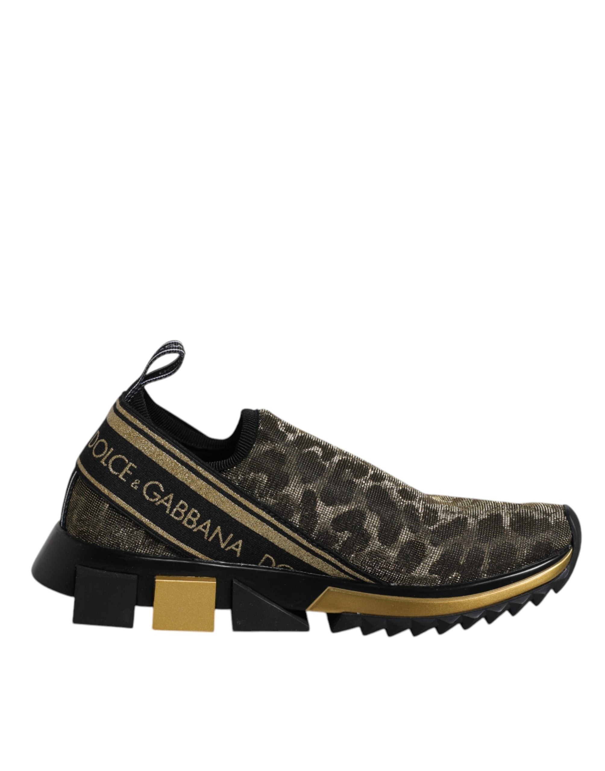 Dolce & Gabbana Gold Glitter Leopard Sorrento Sneakers Shoes Dolce & Gabbana