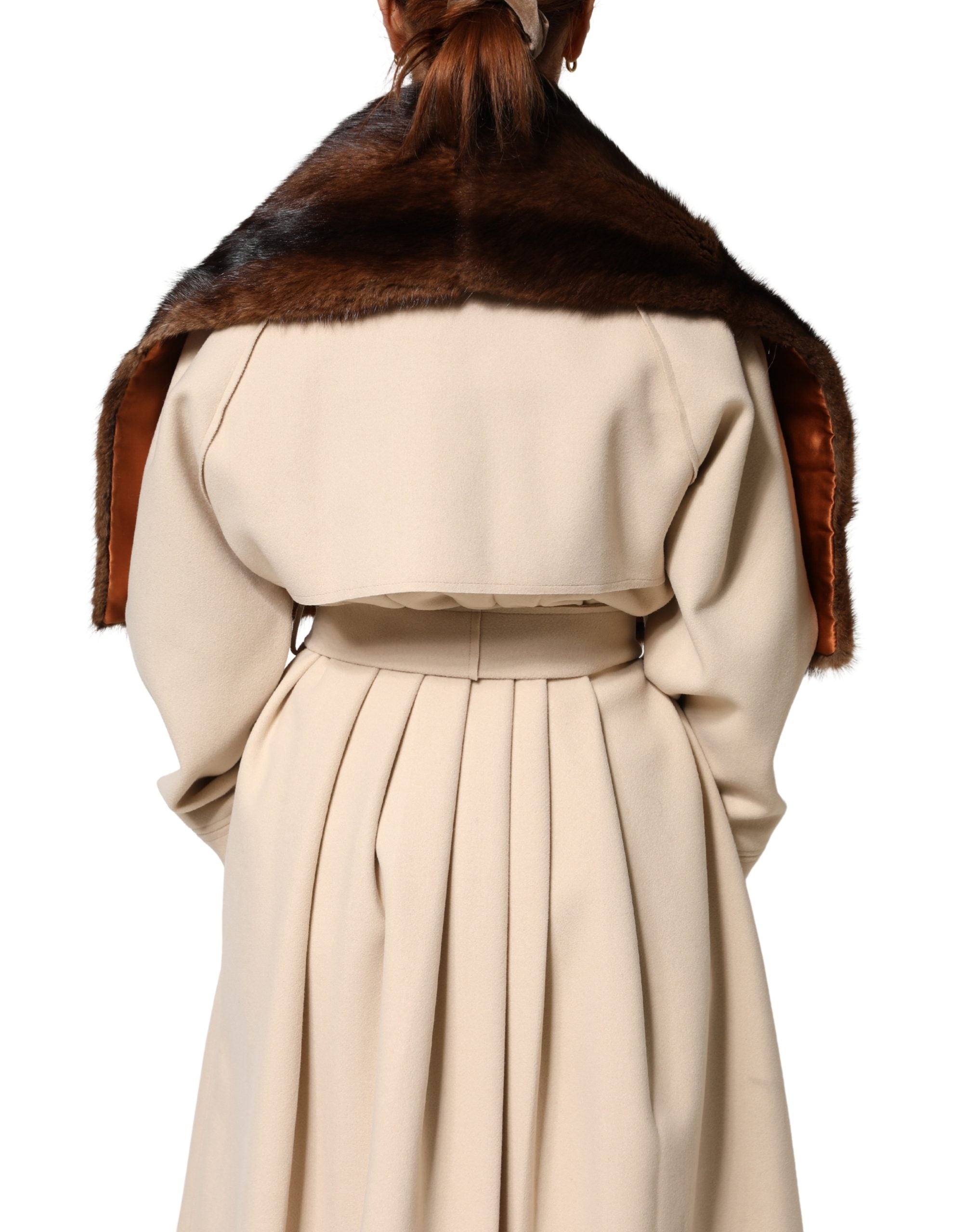 Dolce & Gabbana Black Brown Stripe Fur Shawl Wrap Scarf Dolce & Gabbana