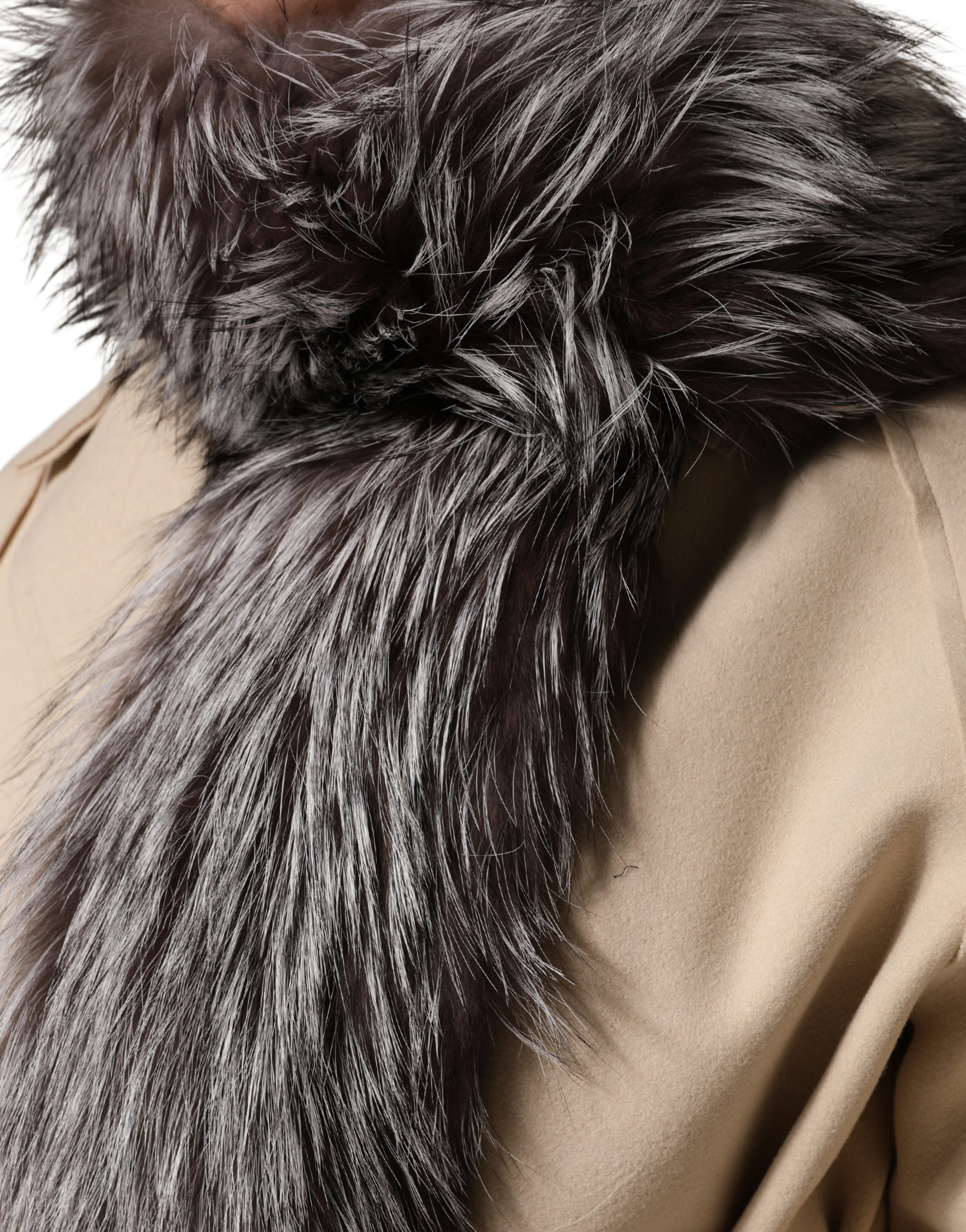Dolce & Gabbana Gray Fox Fur Neck Wrap Warmer Winter Scarf Dolce & Gabbana