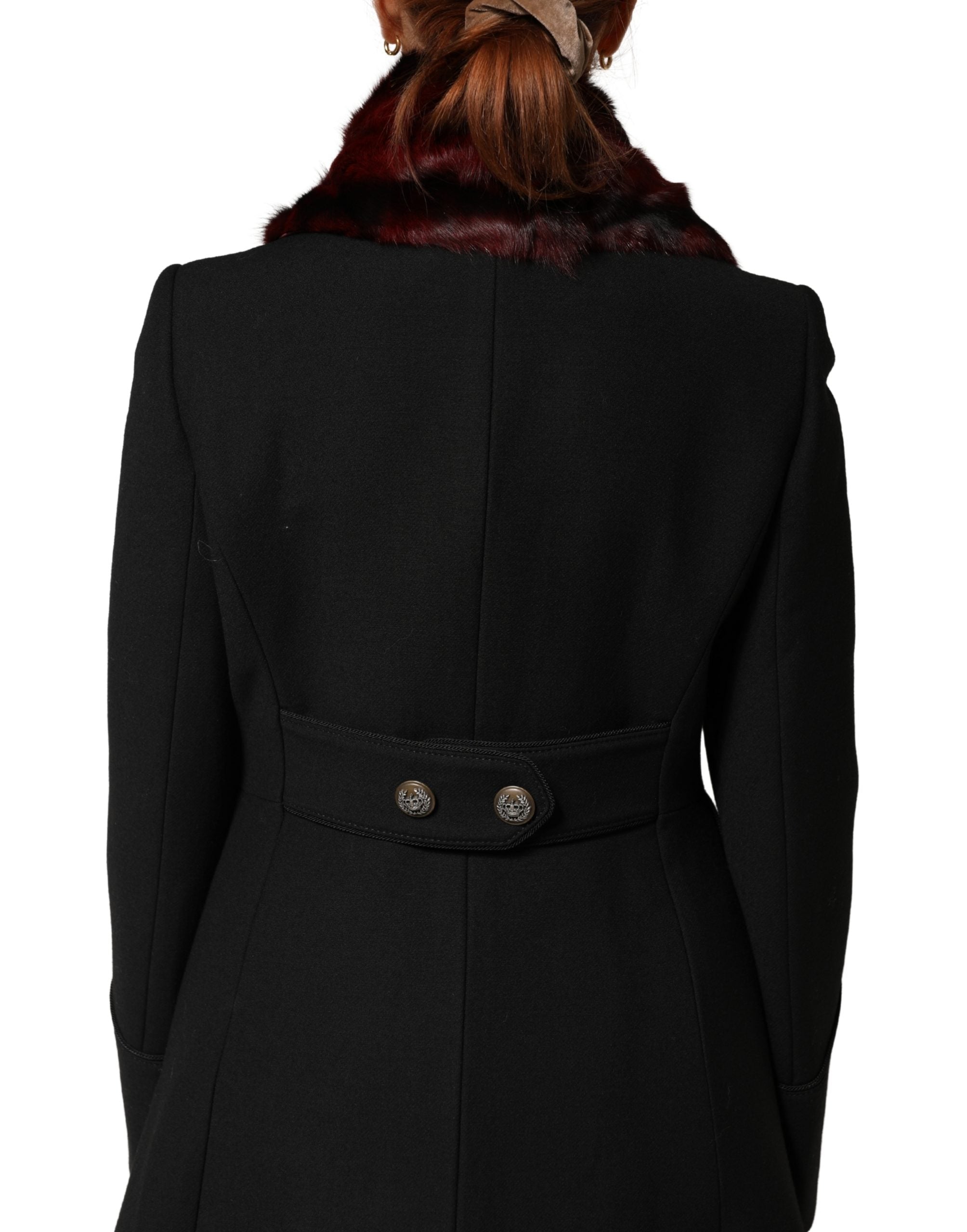 Dolce & Gabbana Black Red Stripe Fur Shawl Neck Wrap Scarf Dolce & Gabbana