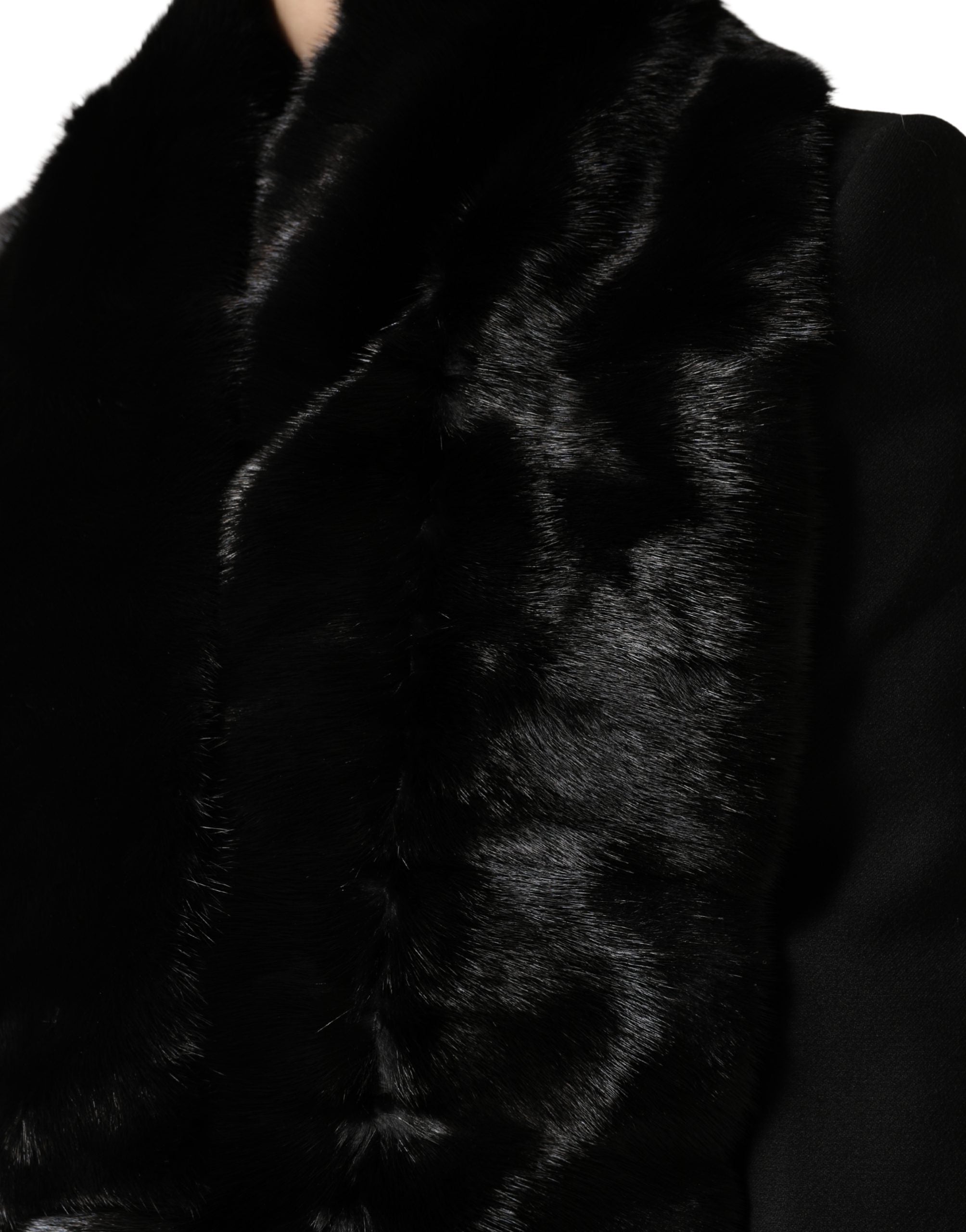 Dolce & Gabbana Black Fur Shawl Neck Wrap Cover Collar Scarf Dolce & Gabbana