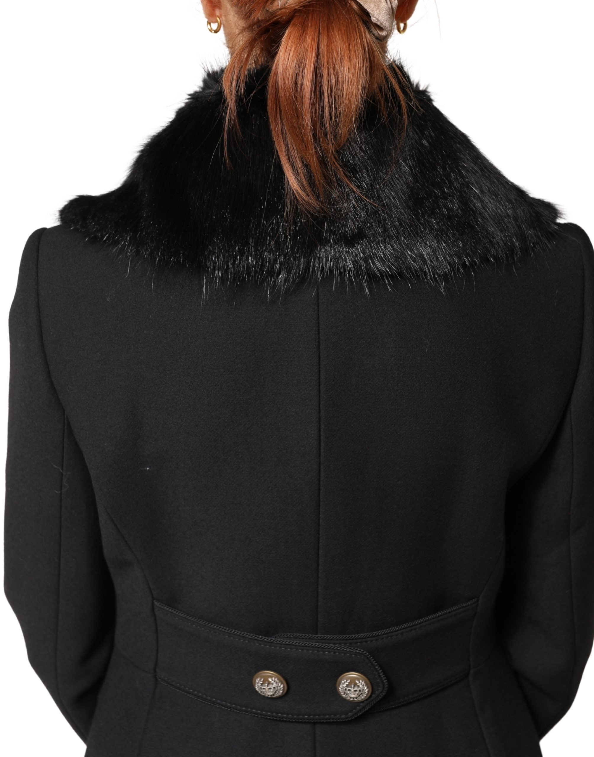 Dolce & Gabbana Black Fur Shawl Neck Wrap Cover Collar Scarf Dolce & Gabbana