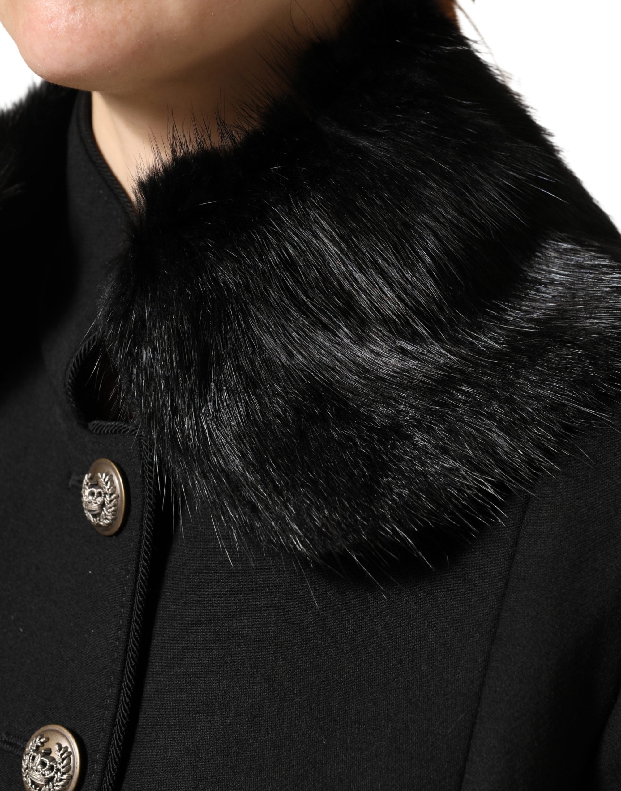 Dolce & Gabbana Black Fur Shawl Neck Wrap Cover Collar Scarf Dolce & Gabbana