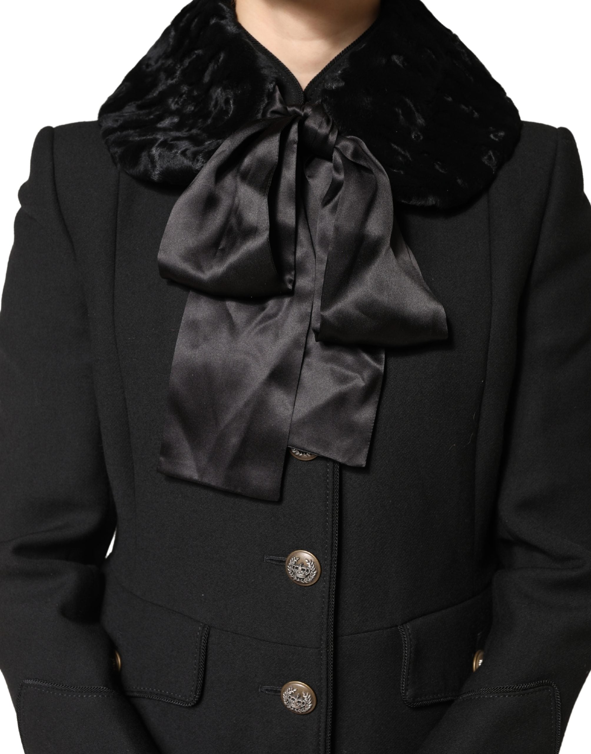 Dolce & Gabbana Black Lamb Fur Women Neck Warmer Winter Scarf Dolce & Gabbana