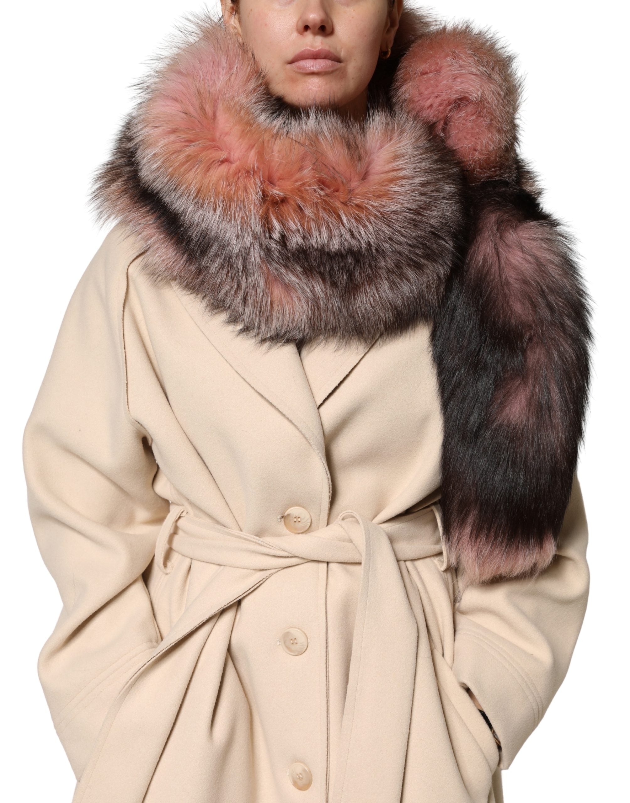 Dolce & Gabbana Pink Frost Fox Fur Neck Warmer Winter Scarf Dolce & Gabbana