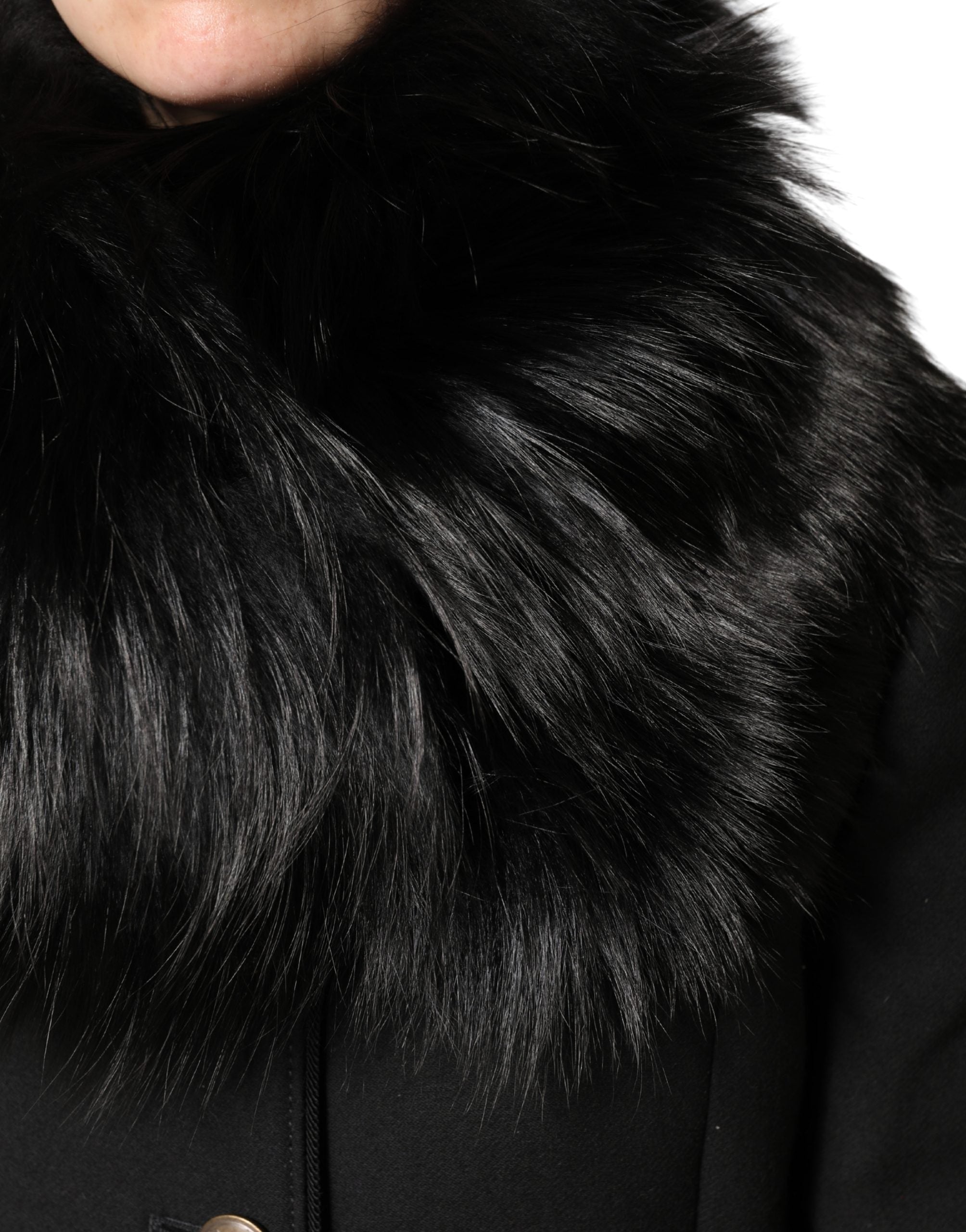 Dolce & Gabbana Black Fur Shoulder Collar Wrap Shawl Scarf Dolce & Gabbana