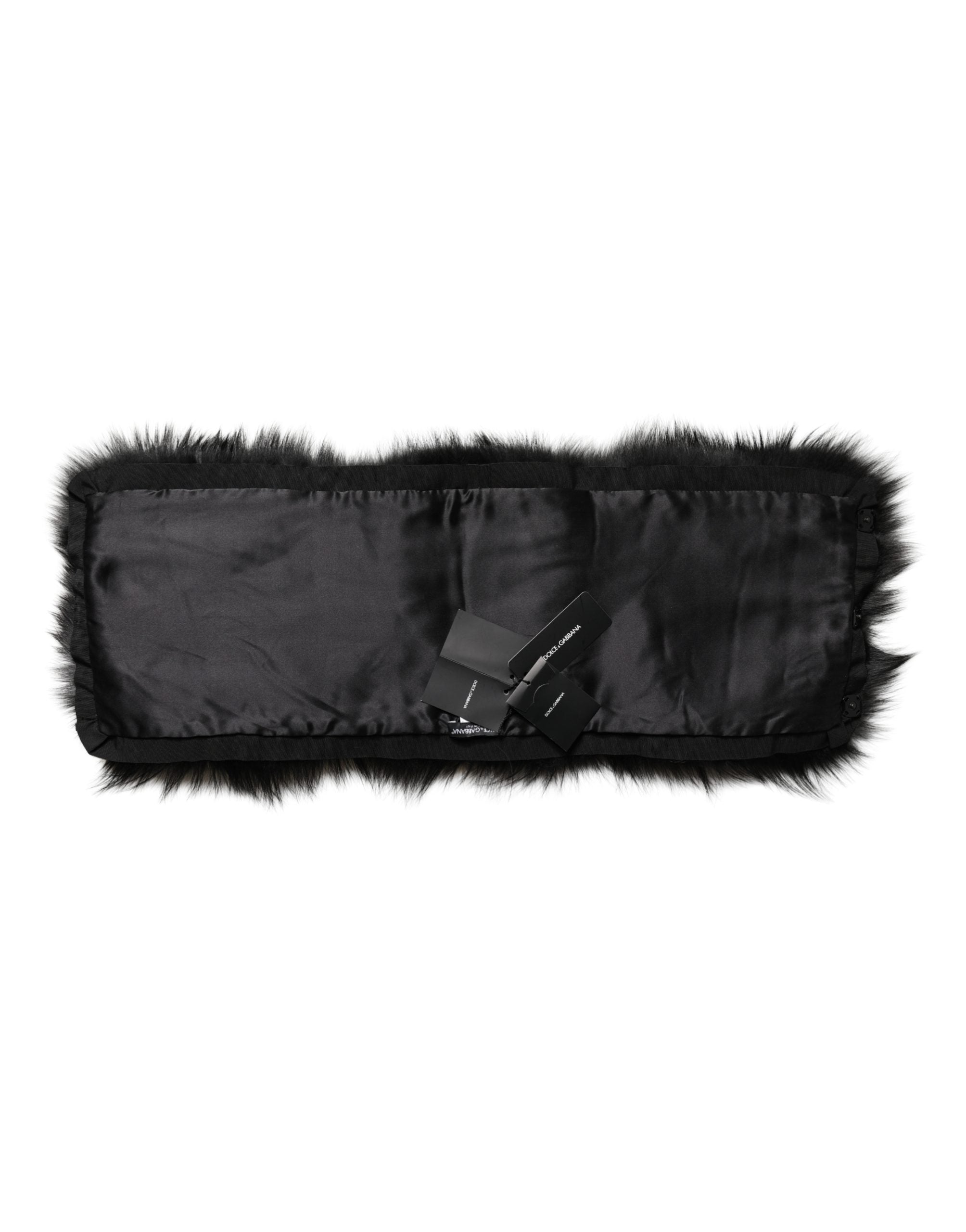 Dolce & Gabbana Black Fur Shoulder Collar Wrap Shawl Scarf Dolce & Gabbana