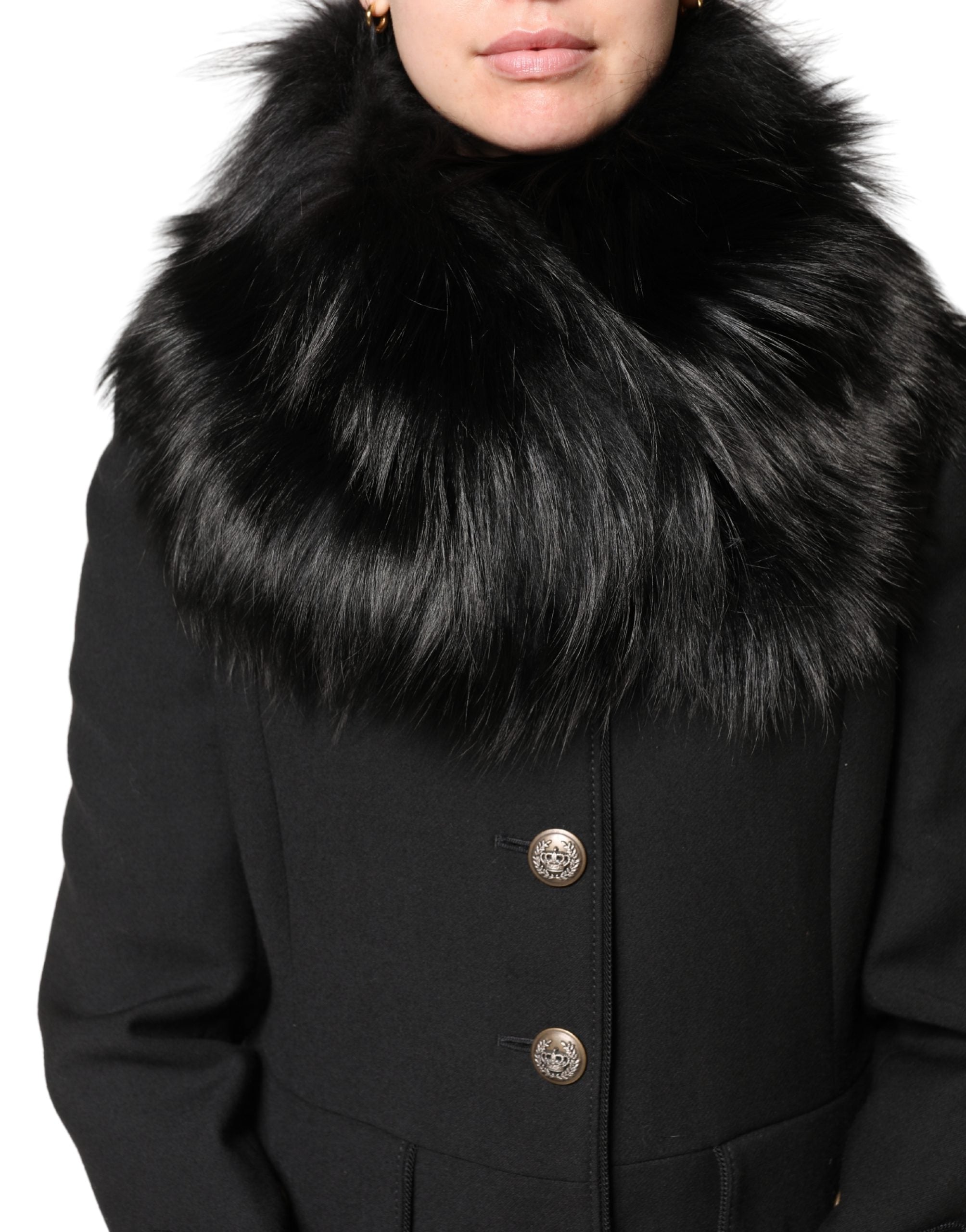Dolce & Gabbana Black Fur Shoulder Collar Wrap Shawl Scarf Dolce & Gabbana