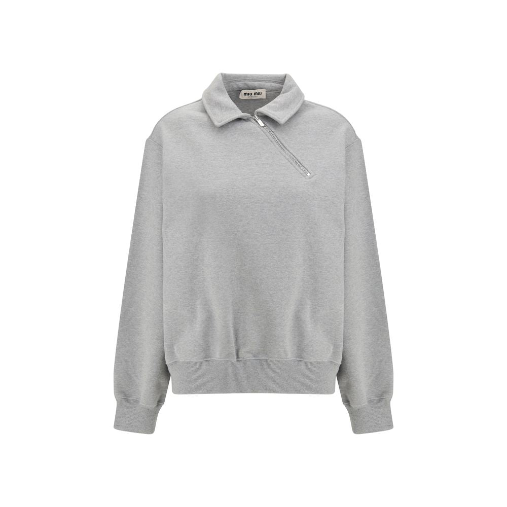 Miu Miu Gray Cotton Sweatshirt Miu Miu