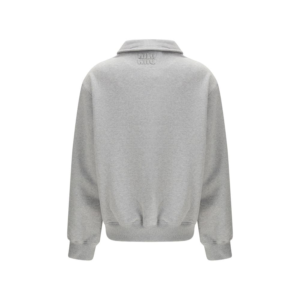 Miu Miu Gray Cotton Sweatshirt Miu Miu