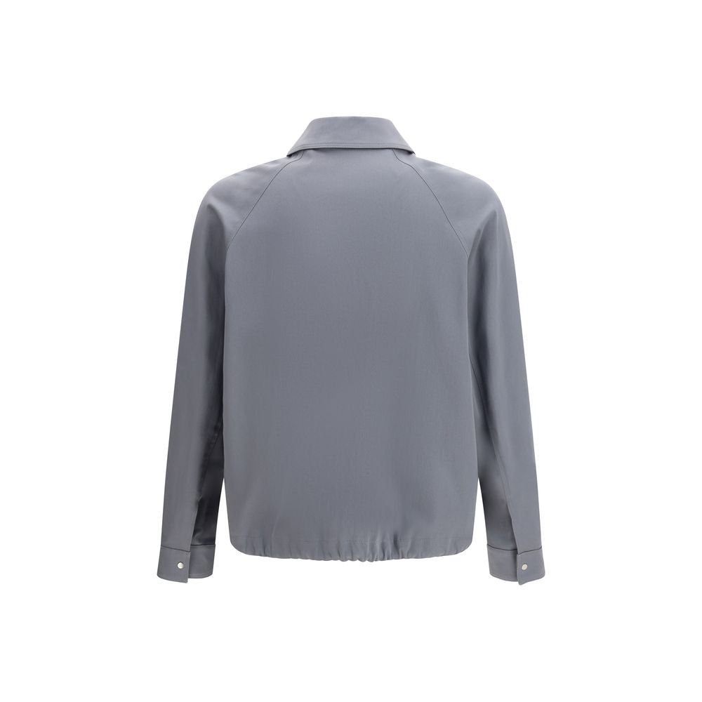 Fendi Gray Cotton Shell Jacket Fendi