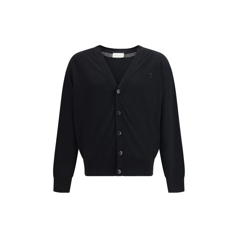 Ami Paris Black Merino Wool Cardigan Ami Paris