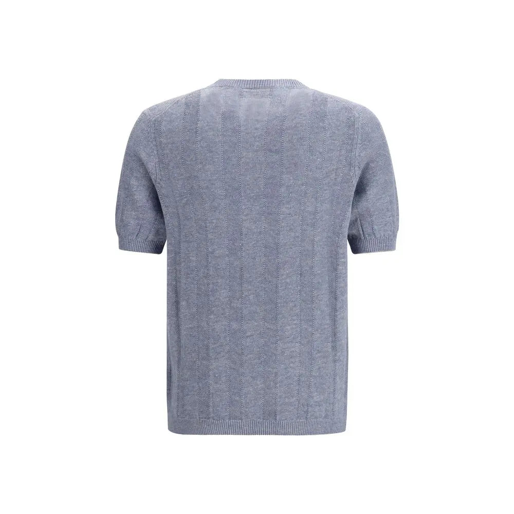 Brunello Cucinelli Blue Linen T-Shirt Brunello Cucinelli