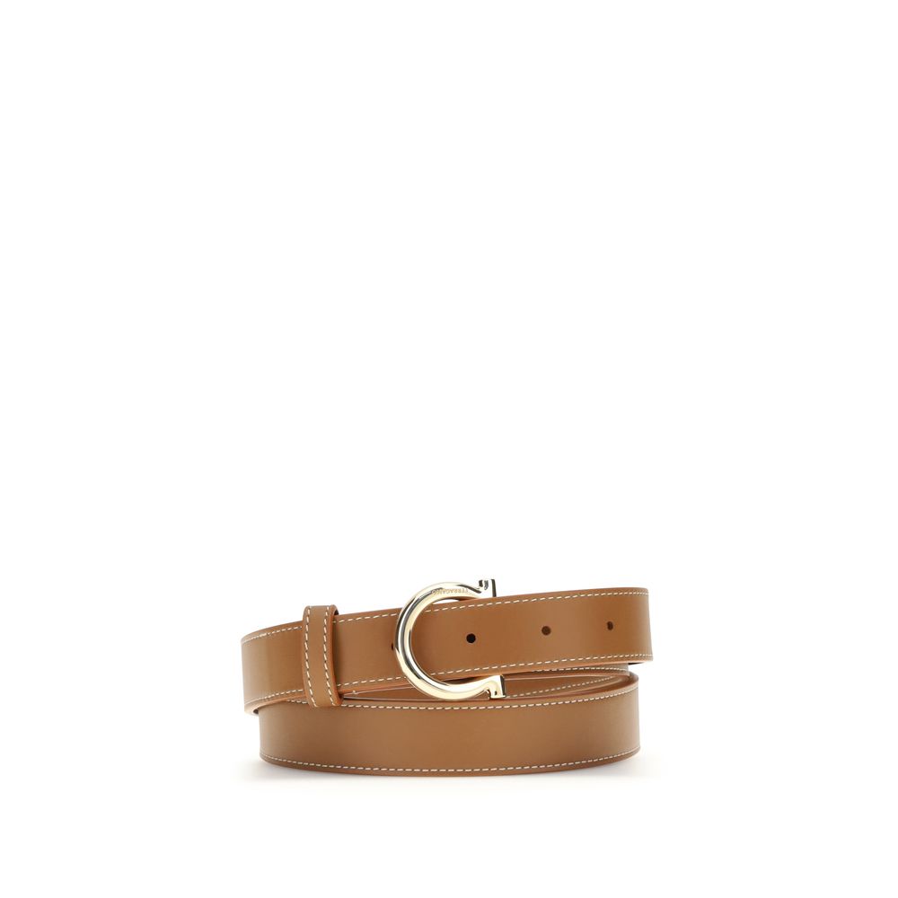 Ferragamo Beige Calf Leather Bos Taurus Regular Belt Ferragamo